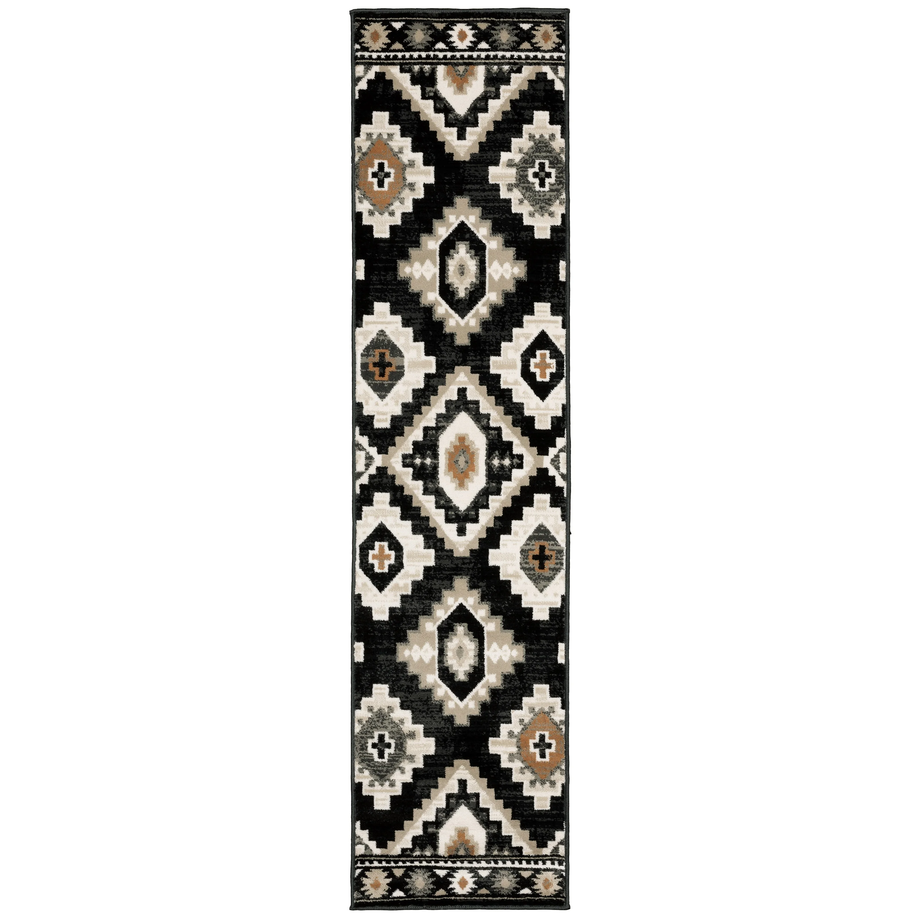 Style Haven  Patti Charcoal Tribal Diamond Medallions Area Rug 3'10