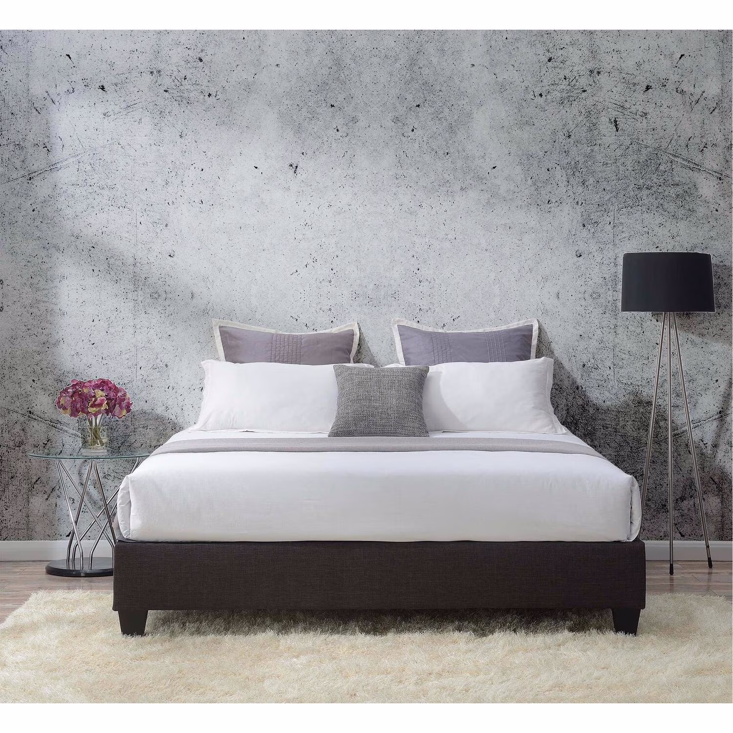 Furnishings Abby King Platform Bed-Color:Charcoal,Style:Contemporary,Weight:77,Width:76