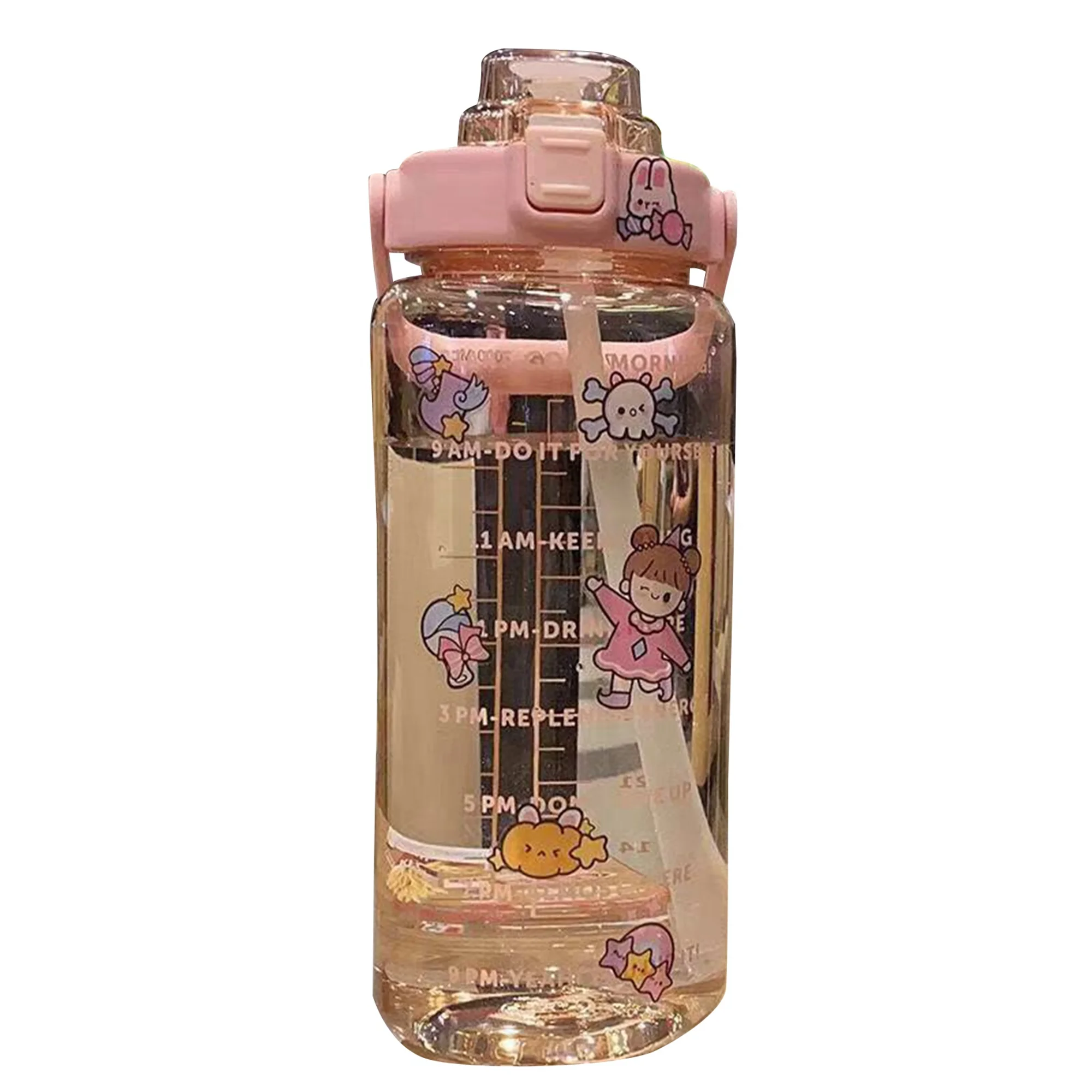 hirigin Water Cup with Silicone Straw Handle 2000ML Large Capacity Bottle