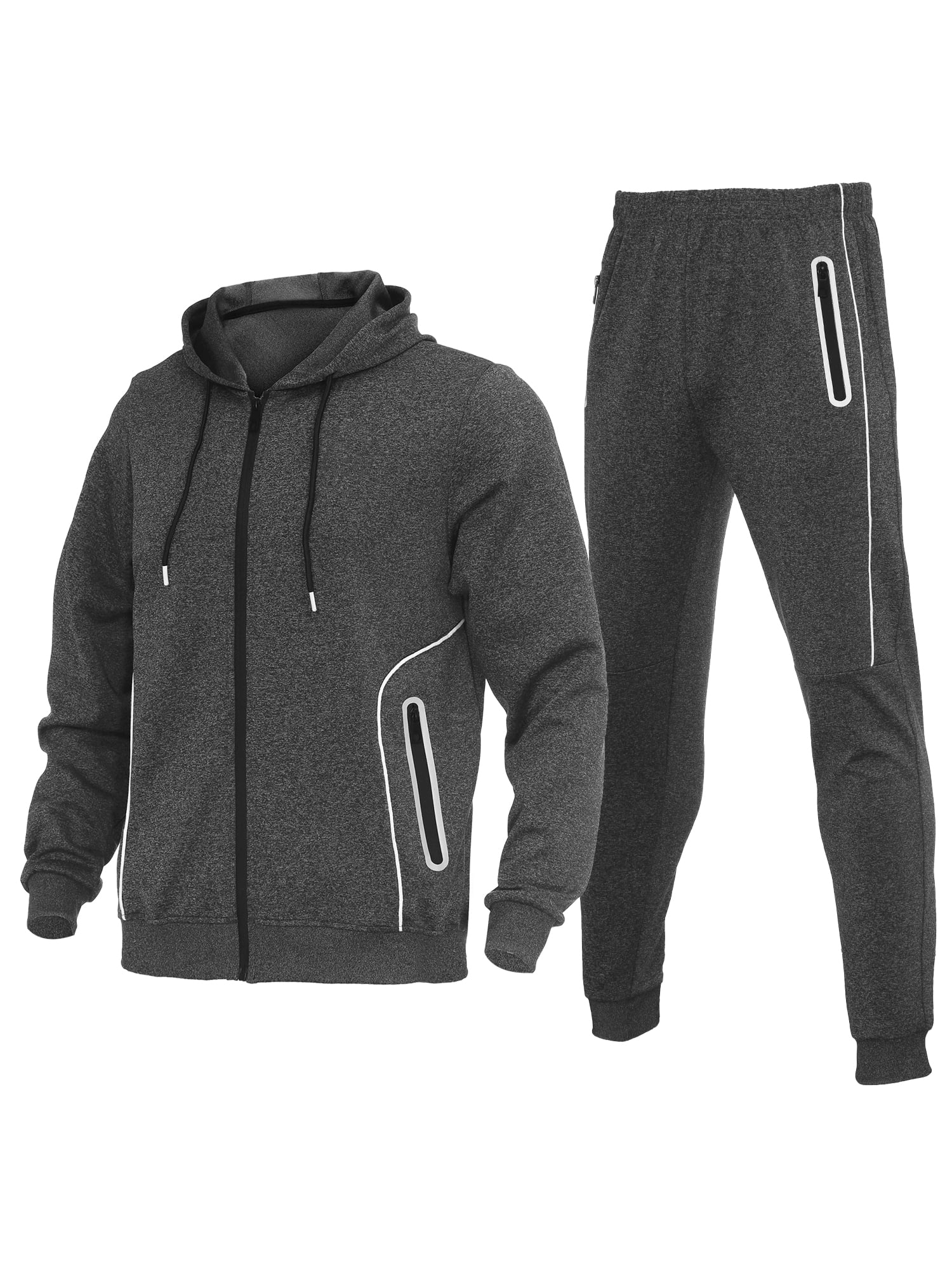Eylhot Men's Tracksuit Casual Long Sleeve Athletic Outfit Sweatsuit 2 Piece Set Charcoal Jogging Suits for Men(Charcoal,XXL)