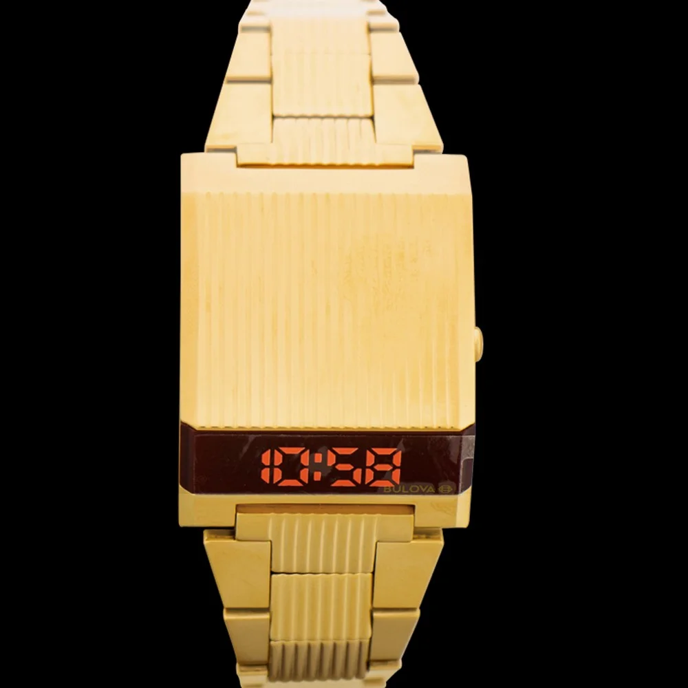 Bulova  31 mm Computron Digital Yellow Gold-Tone Mens Watch
