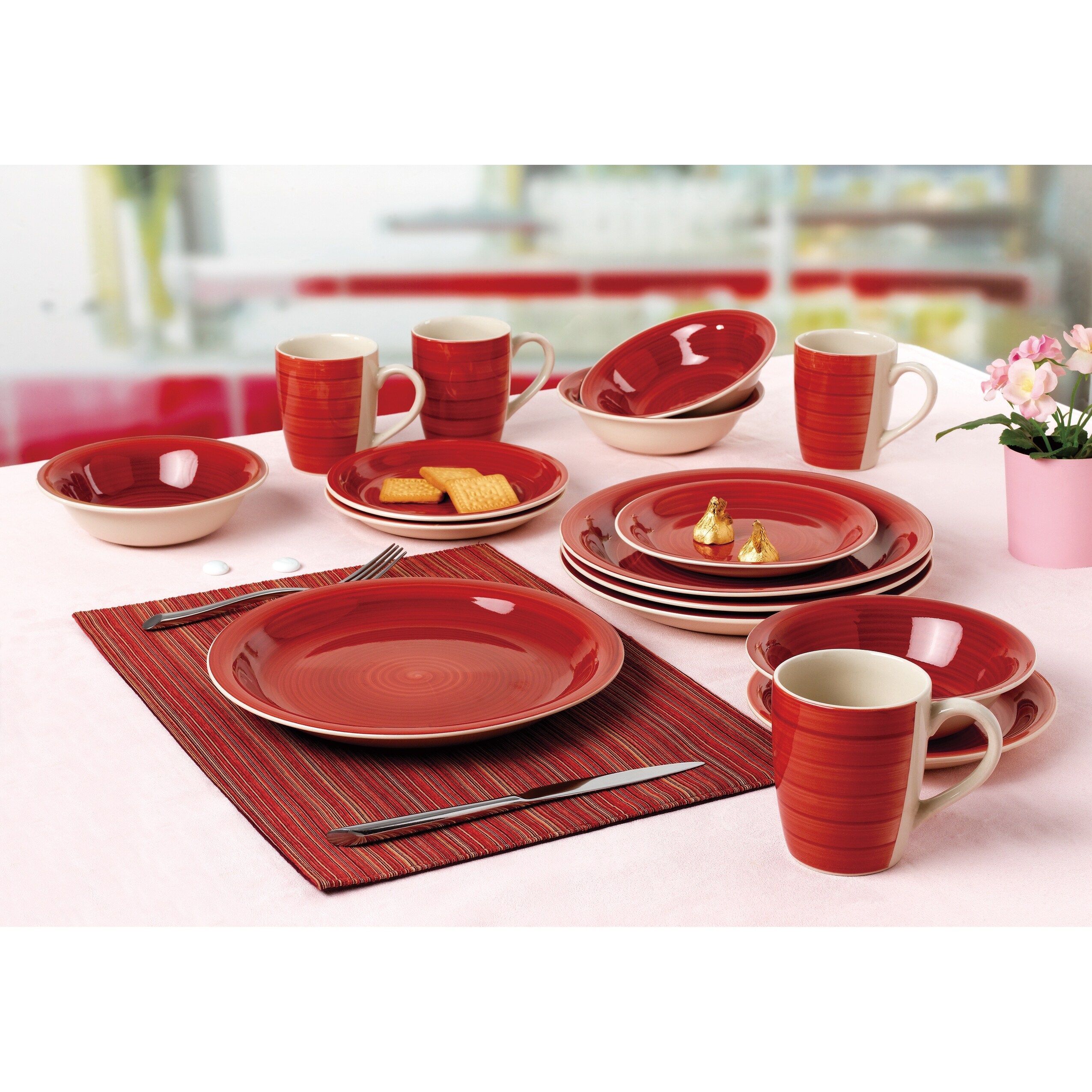 Studio Dinnerware 16 Piece Hand Painted Color Dinnerware Set, Service for 4 Yellow