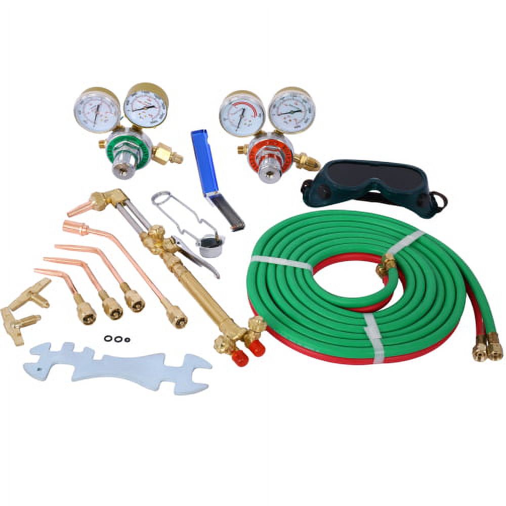 Portable Gas Welding Cutting Torch Kit Oxy Acetylene Oxygen Brazing Set Victor Type w/ Case and Hose