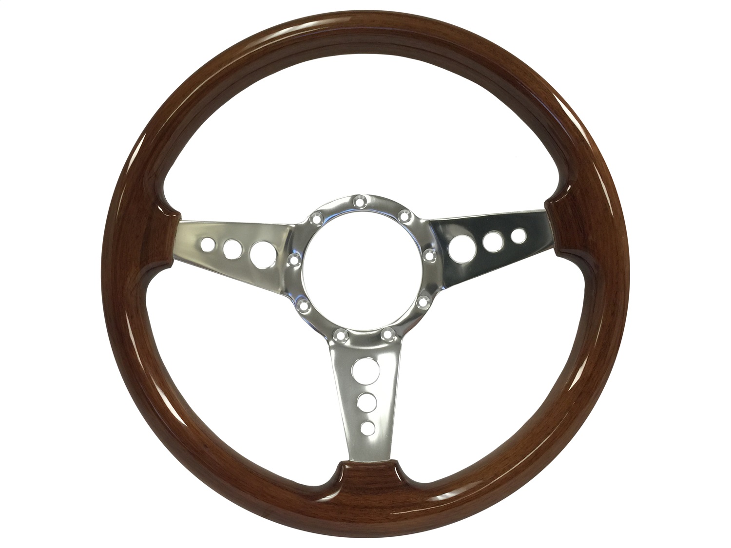 VSW Steering Wheels; S9 Sport Mahogany Finished Wood Grip with 3-Spoke Holes Design