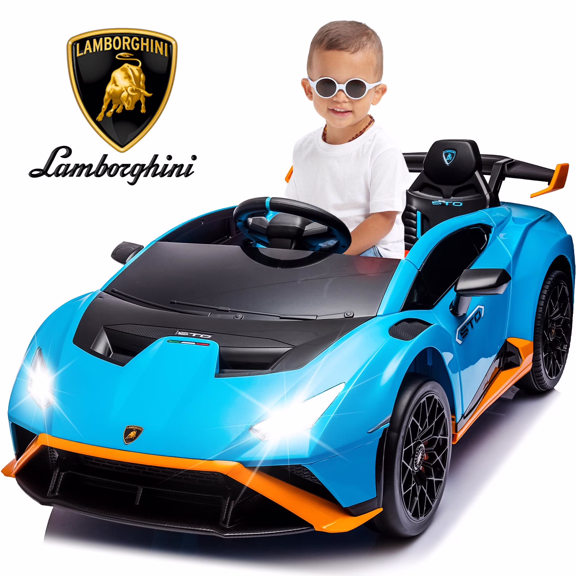 Lamborghini 24V Ride on Car Toy for Boys and Girls Electric Vehicle with Remote Control Kids Ride on Toy for 3-6 Years Old, 360° Spin, Drift Feature, Blue