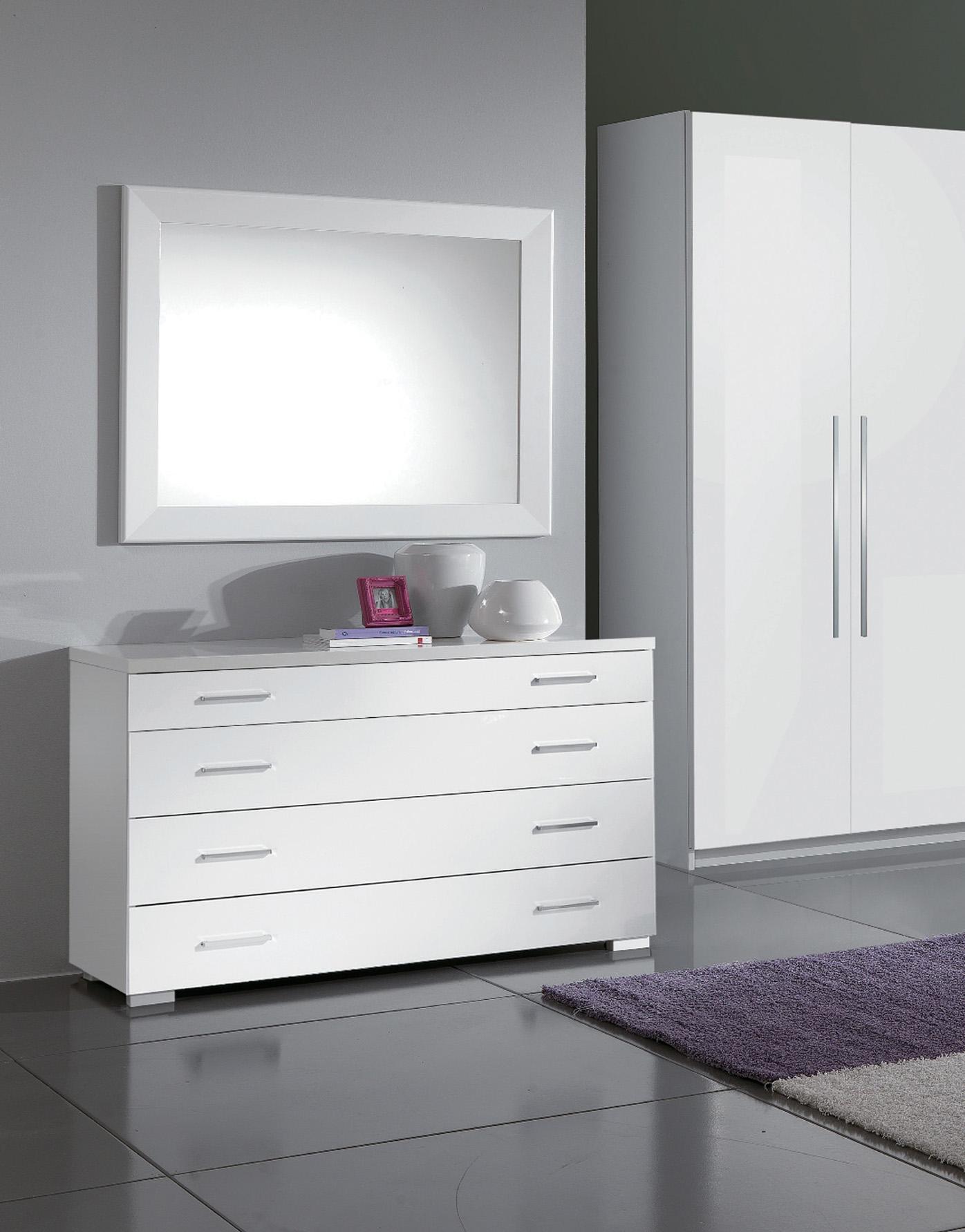 White High Gloss Lacquer 4 Drawer Dresser MOMO ESF Modern MADE IN ITALY