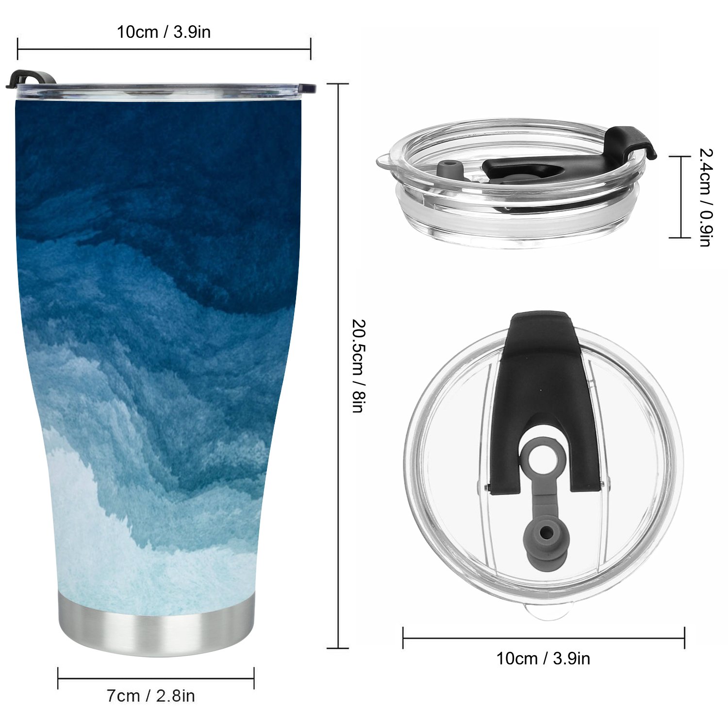 Hidove Stainless Steel Tumbler, Abstract Art Blue Paint 30oz Leak Proof & Stainless Steel Bottle for Hot & Cold Drinks - Coffee Travel Mug, Water Metal Canteen, Thermal Cup