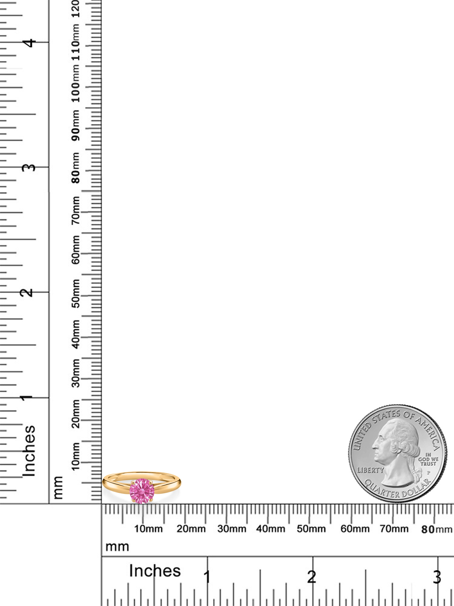 Gem Stone King 0.84 Ct Round Pink Zirconia 10K Yellow Gold Solitaire Engagement Ring