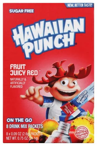 Hawaiian Punch Singles To Go Powder Sticks, Water Drink Mix, 8 Count (Fruit Juicy Red, Pack - 6)