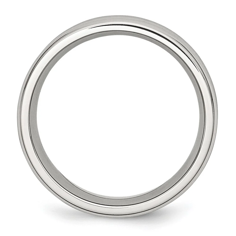 Auriga Stainless Steel Polished with Black Carbon Fiber Inlay 8 mm Band for Women Size 10