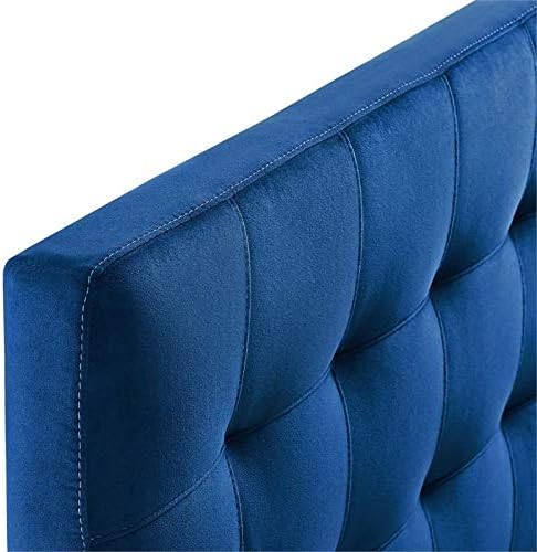 Modern Fabric Blue Biscuit Tufted Velvet Queen Headboard