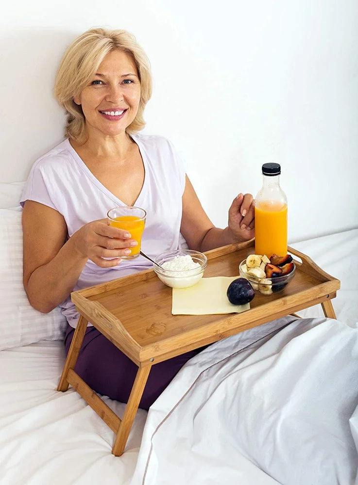 Homritus Bed Tray Table with Folding Legs and Breakfast Tray Bamboo Bed Table and Bed Tray with Legs