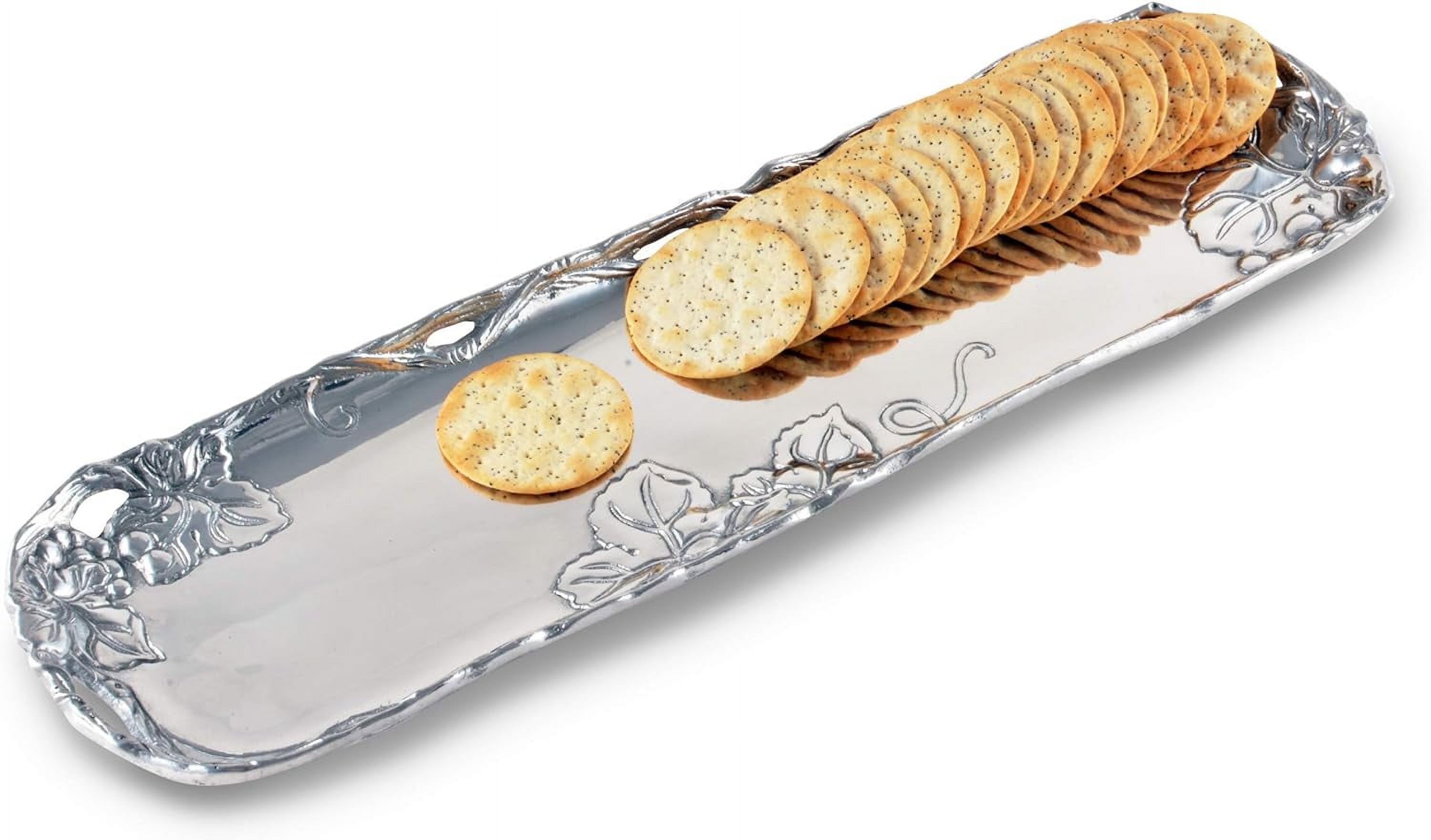 Designs Aluminum Metal Grape Vineyard Oblong Tray Heavy Vineyard Serving Platter 18 Inch X 5.25 Inch