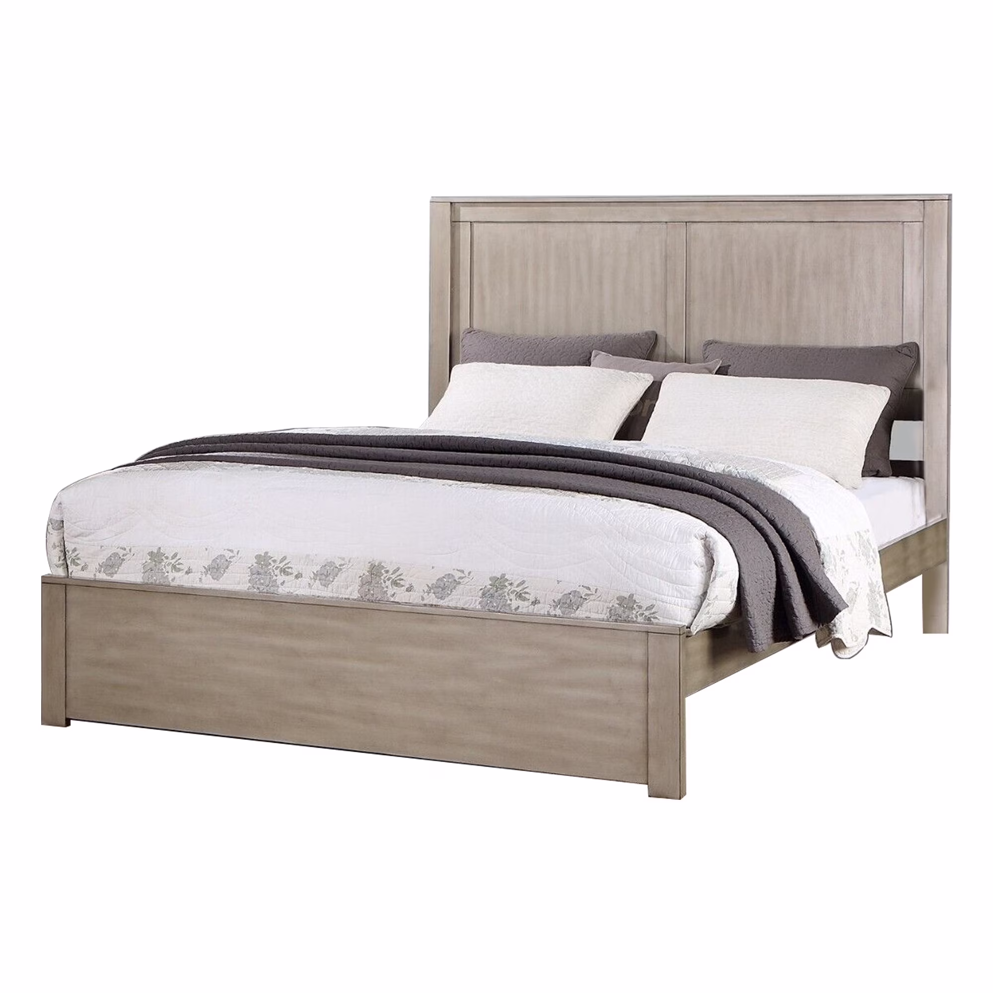 Benjara Kali Platform California King Bed, Panel Rectangular Design, Light Tan Wood