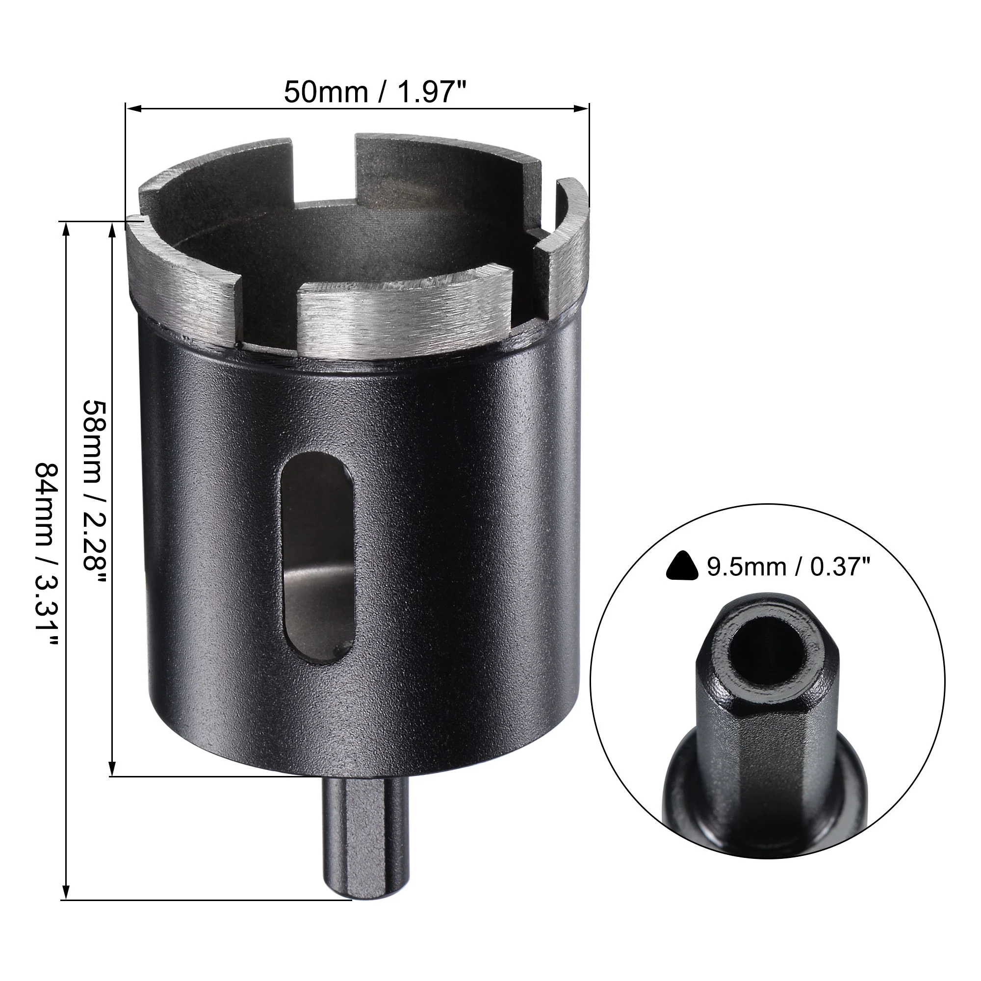 Uxcell 50mm Dry/Wet Sintered Diamond Core Drill Bits for Concrete Stone Black