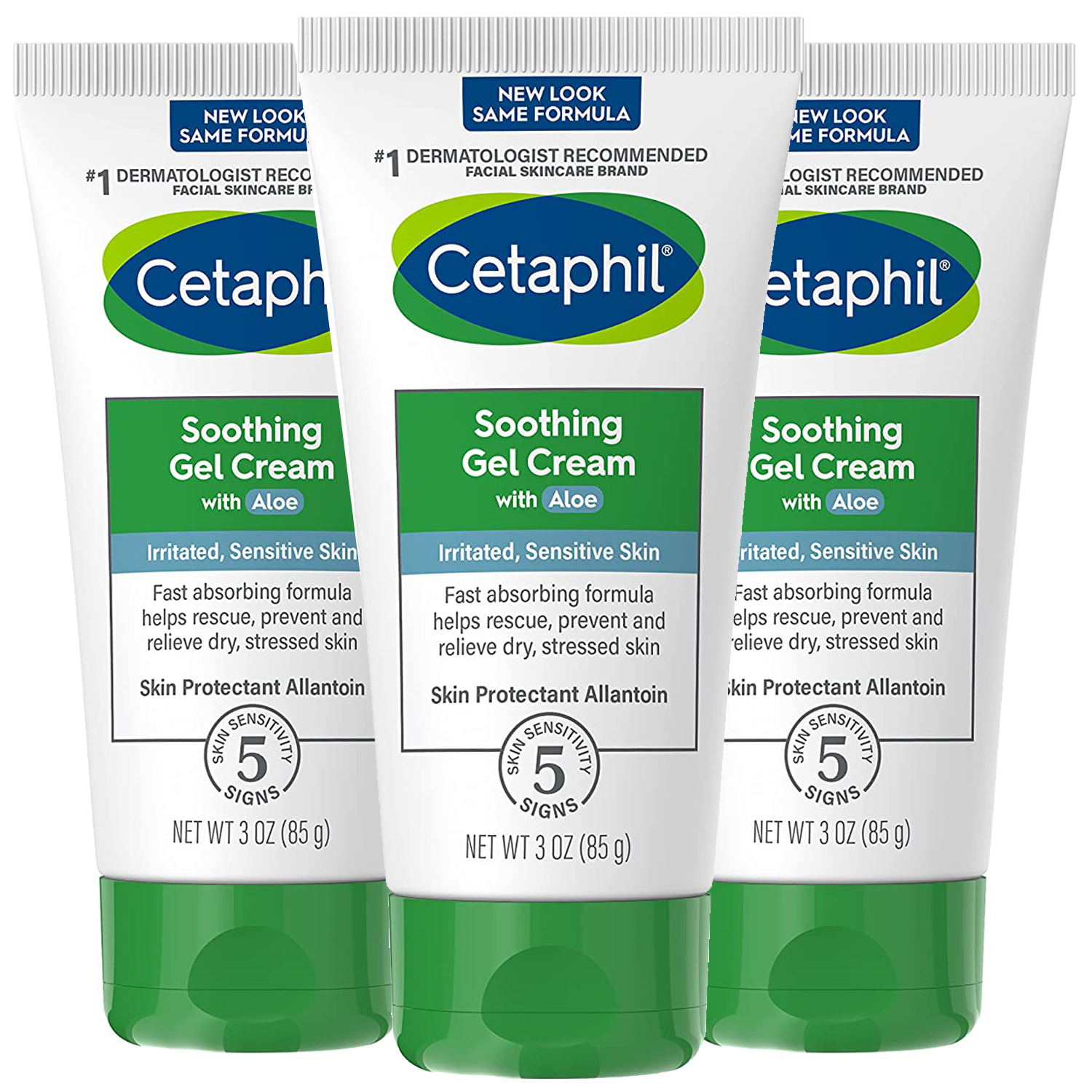 Pack of (3) Cetaphil Soothing Gel-cream with Aloe, Dermatologist Recommended, 3 Ounce (Exp:-04/01/2023)