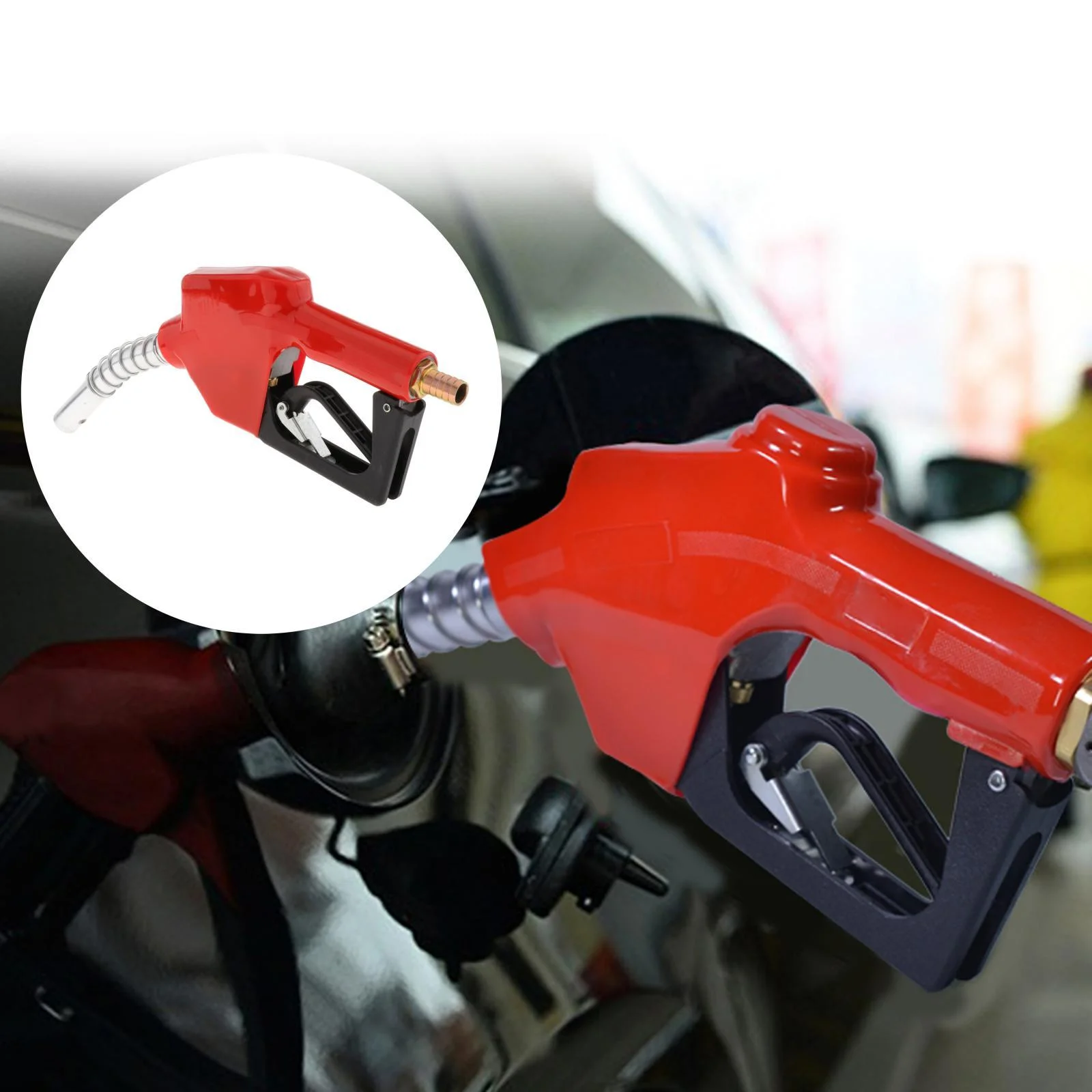 Aluminum Automatic Fuel Nozzle Dispenser Auto Shut Off Petrol Refilling Heavy Duty L/min 0.18MPa Fuel 0.75 inch Outlet