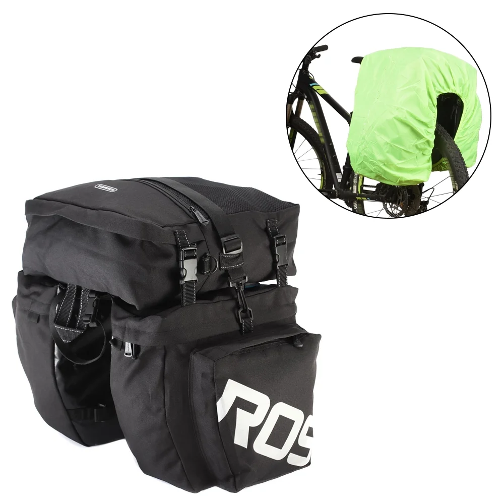 3 in 1 Multifunction Road MTB Mountain Bike Bag Pannier Rear Seat Trunk Bag with Waterproof Rain Cover