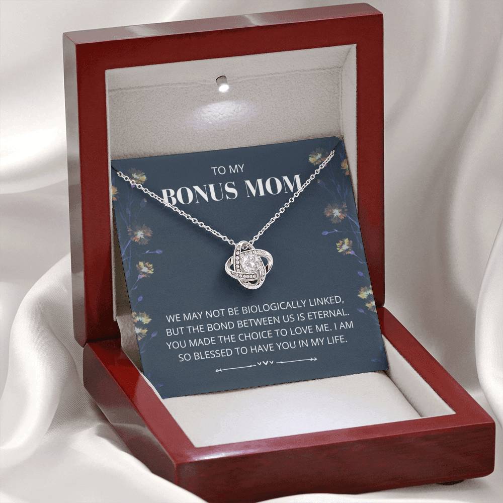 Bonus Mom - Eternal Bond - Love Knot Necklace - Mother's Day, Mother in Law Gift