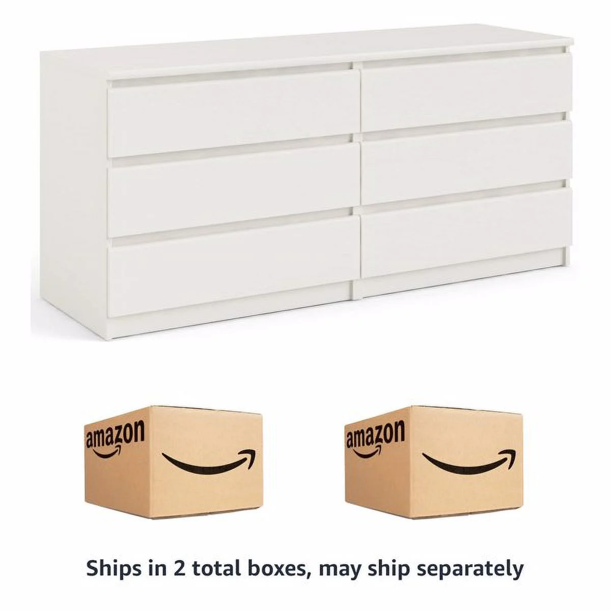 6 Drawer Double Dresser, White