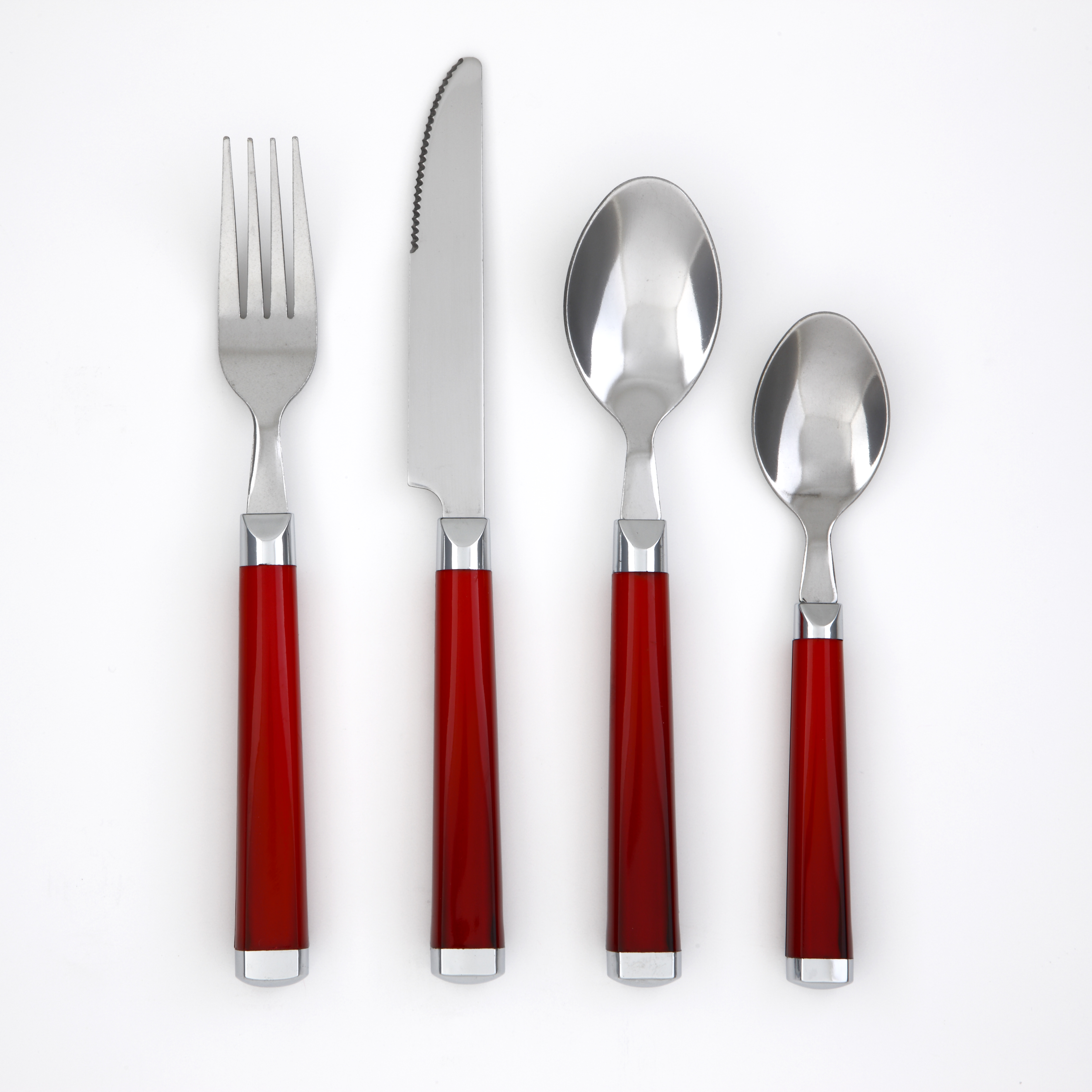 Cambridge Silversmiths Temptation Red 16-Piece Flatware Set with Storage Caddy, Service for 4