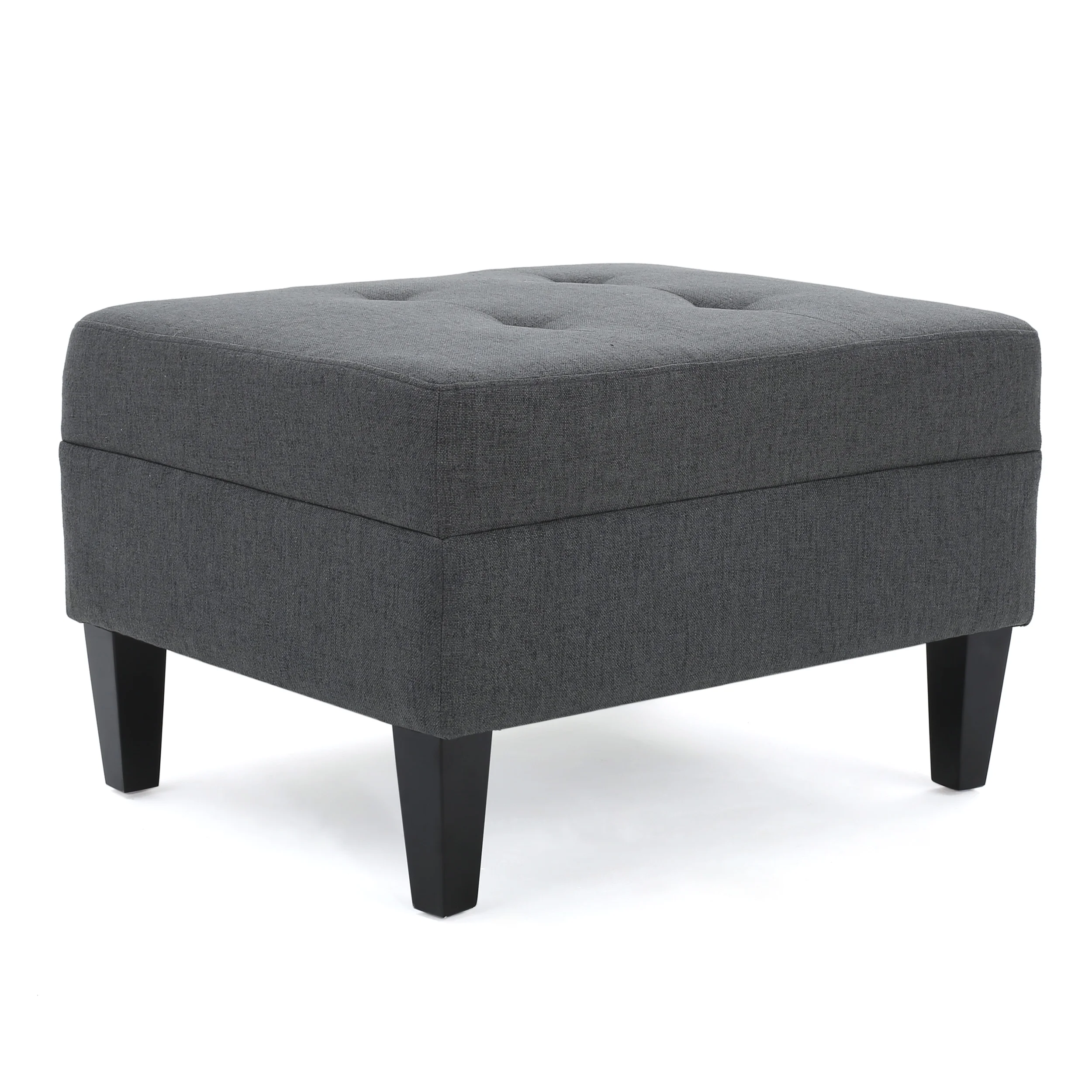 Noble House Sofija Fabric Tufted Ottoman, Dark Grey