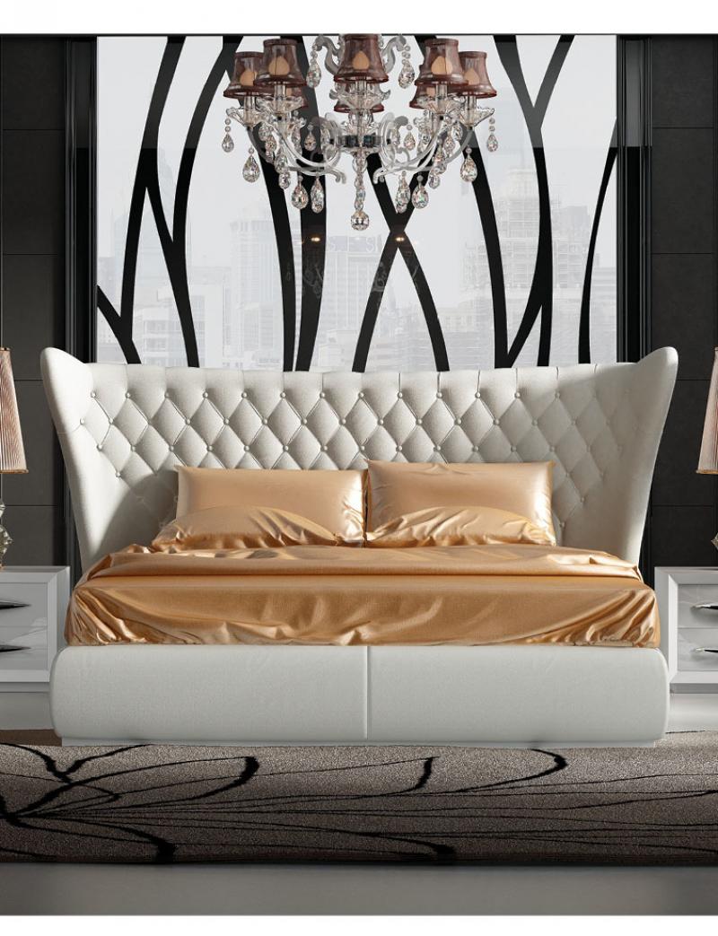 Queen Bed Eco-Leather Modern Contemporary Made in Spain ESF Miami Carmen White