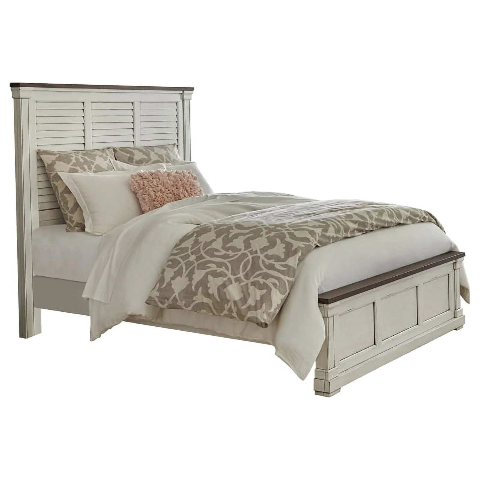 Pemberly Row 4-Piece Farmhouse Wood Queen Panel Bedroom Set in White