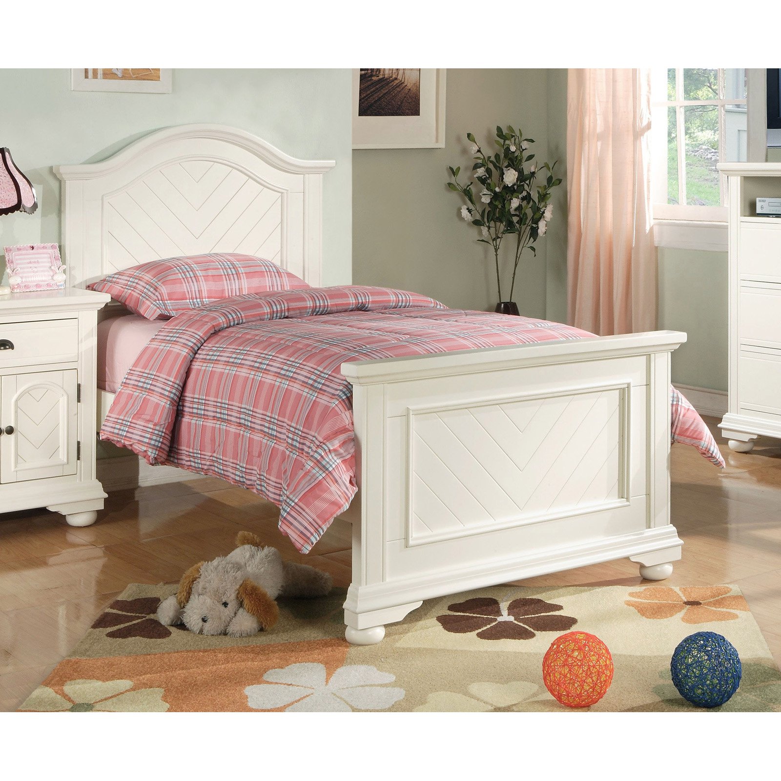 Picket House Addison White Twin Panel Bed in White
