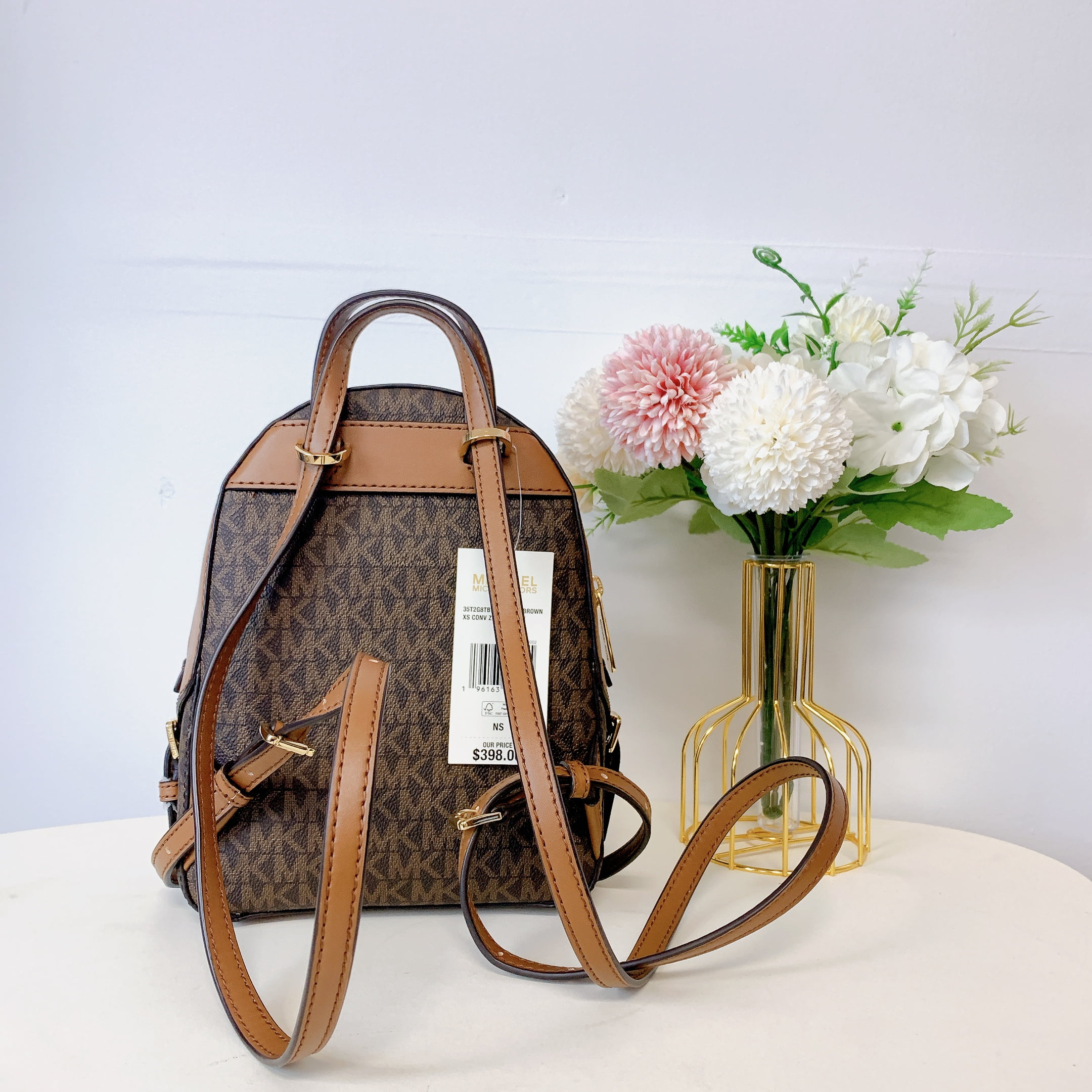 Michael Kors Jaycee XS Mini Convertible Backpack Brown MK Signature Crossbody