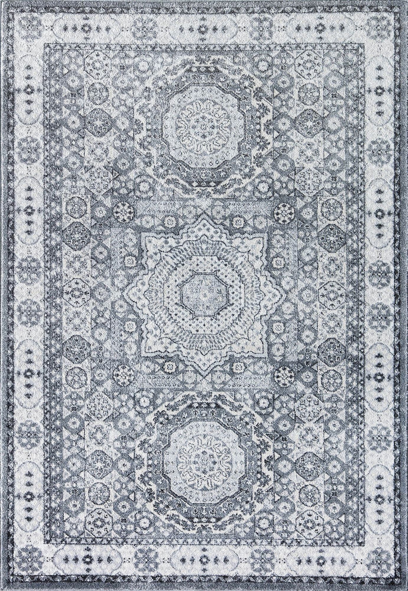 Harper HY60H Ice Cube Silver Abstract Vintage Gray Area Rug, 8'0