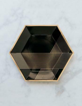 Harlow & Grey Noir Essentials Party Kit - Black & Gold Tableware - Serves 16