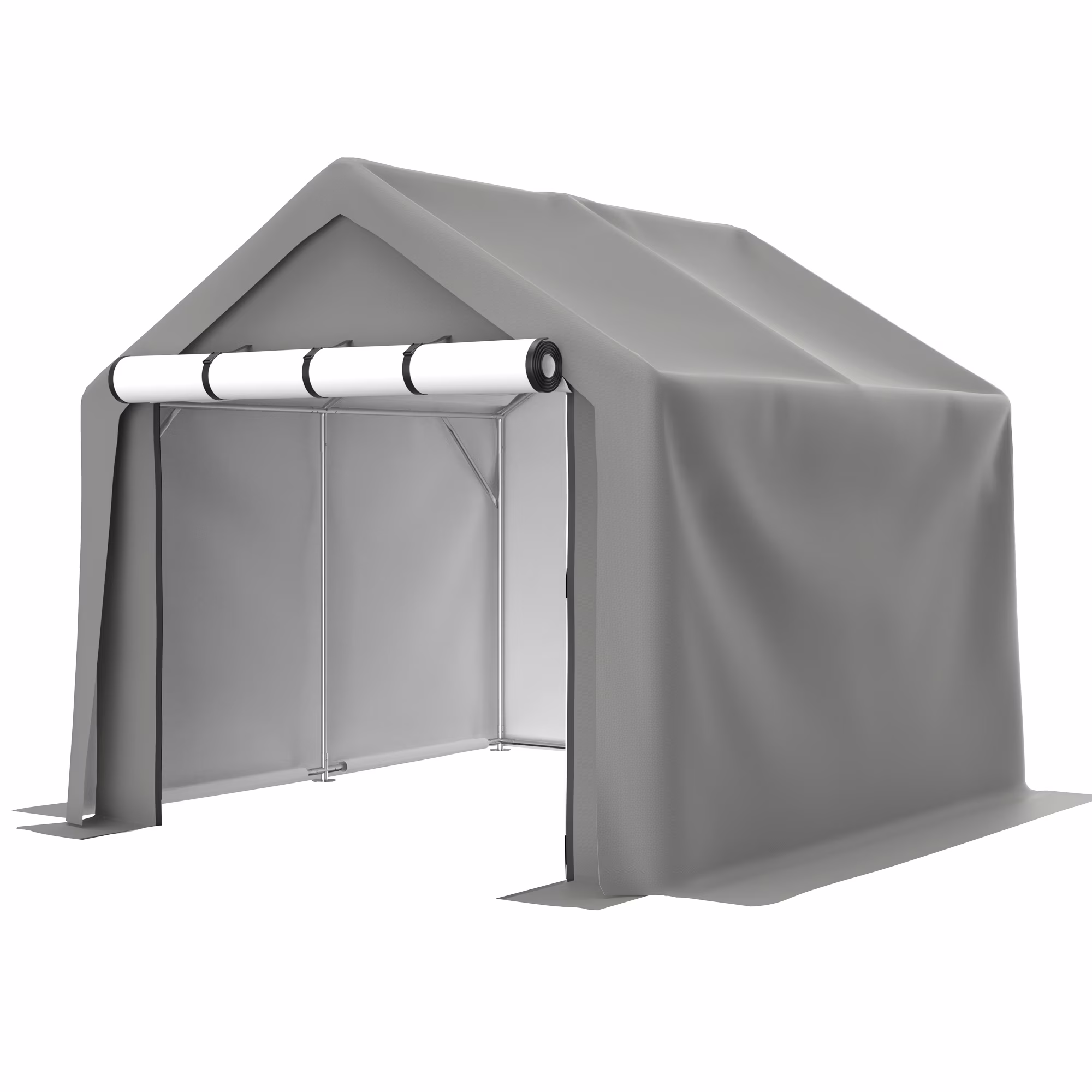 8x8 ft Portable Outdoor Storage Shelter Shed, Heavy Duty Storage Tent with Roll-up Doors Shelter for Garden Tool, Lawn Mower, Motorcycleand, Bike - Gray