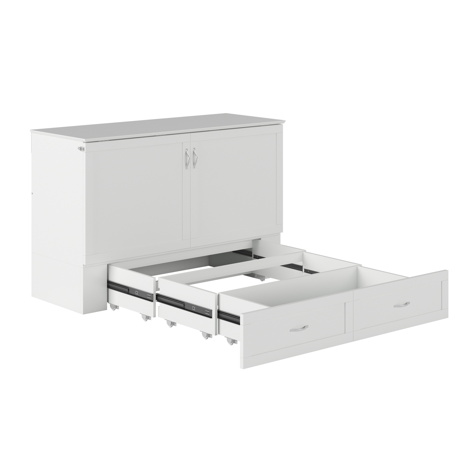 AFI Raleigh Modern Queen Solid Wood Murphy Bed Chest with Mattress in White