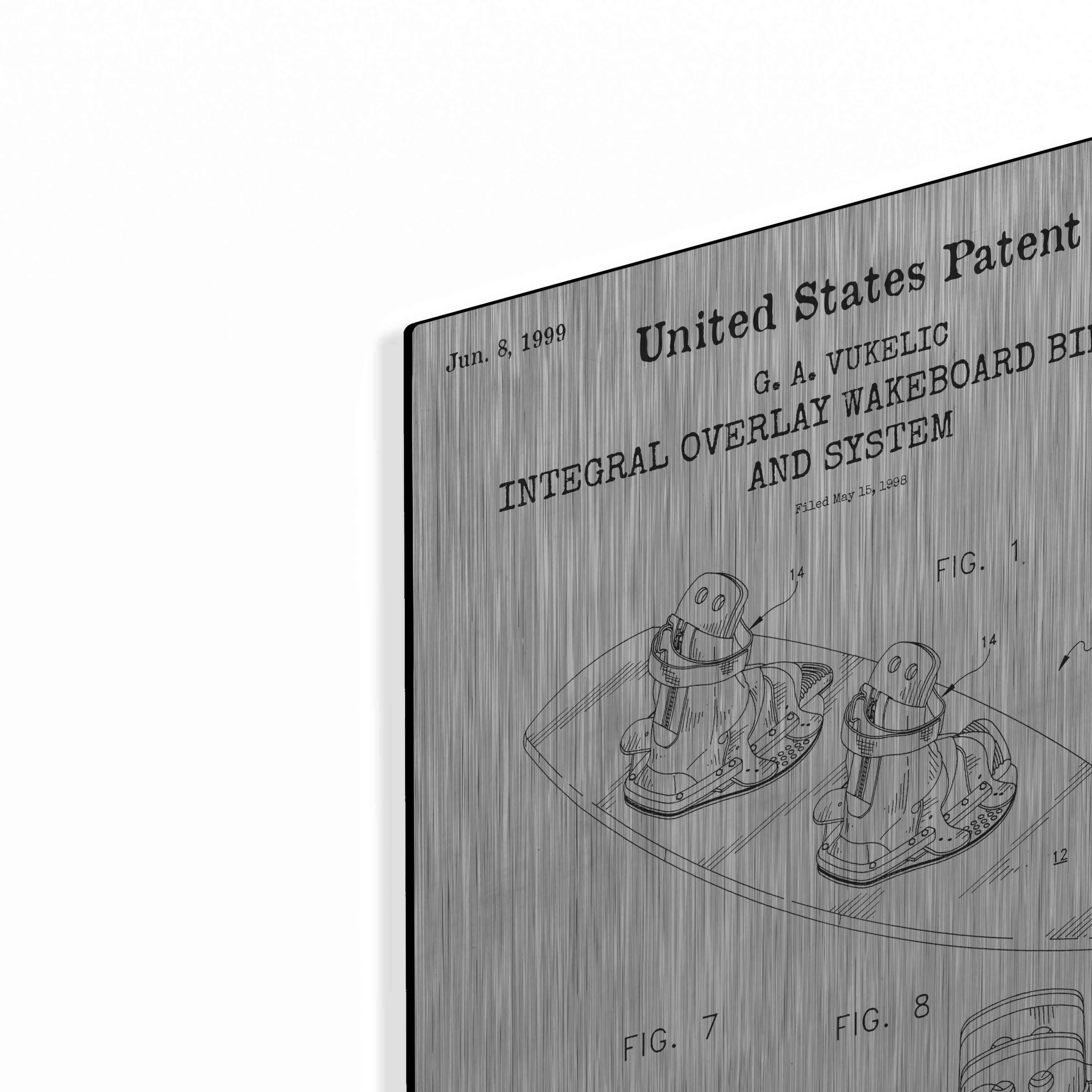 Luxe Metal Art 'Integral Overlay Wakeboard Binding and System Blueprint Patent White' Acrylic Glass Wall Art, 16