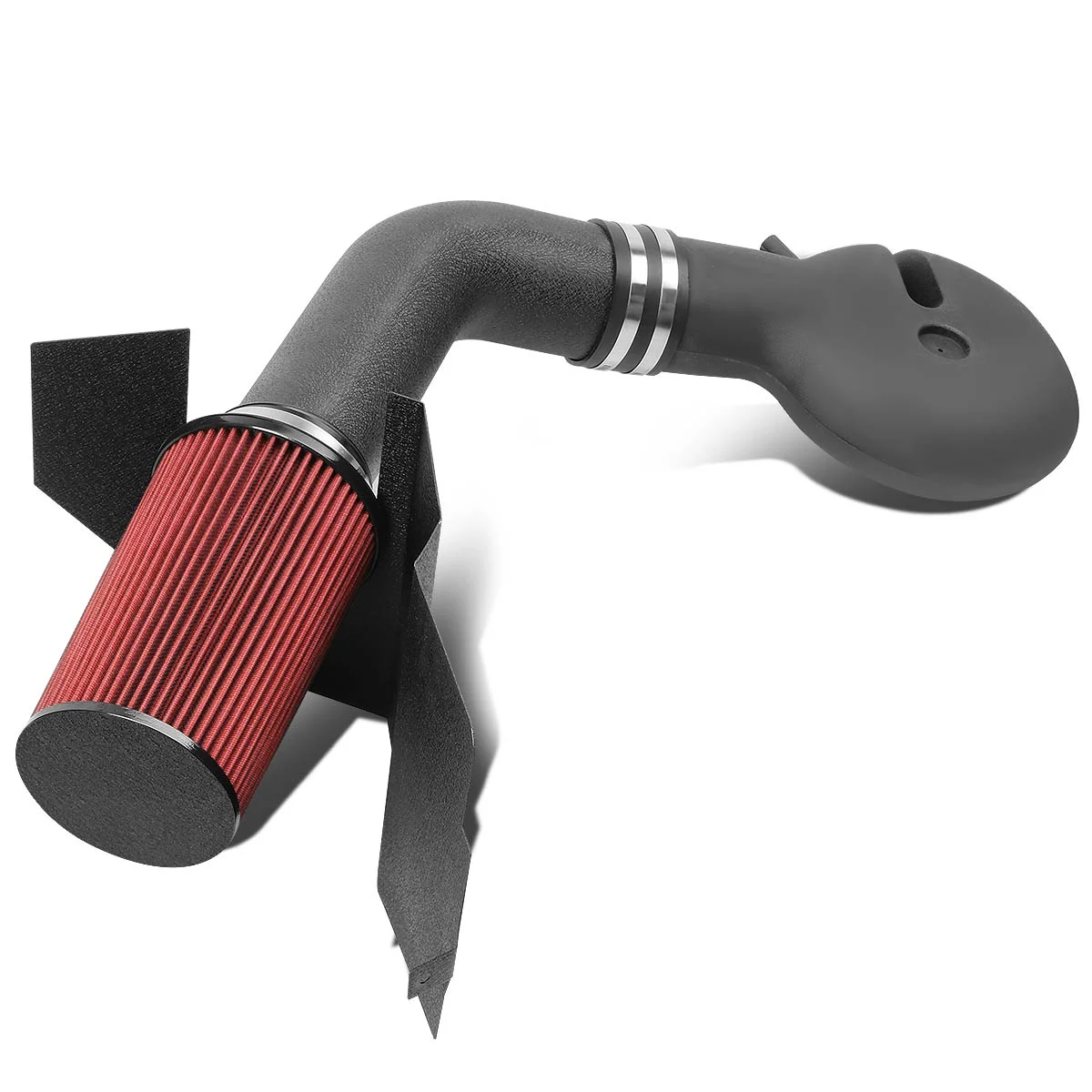 DNA Motoring AIP-2-HS-DAKOTA97V8-BKBK For 1997 to 1999 Dodge Dakota Durango 5.2L 5.9L Black Wrinkle Aluminum Cold Air Intake Pipe + Heat Shield + Filter 98