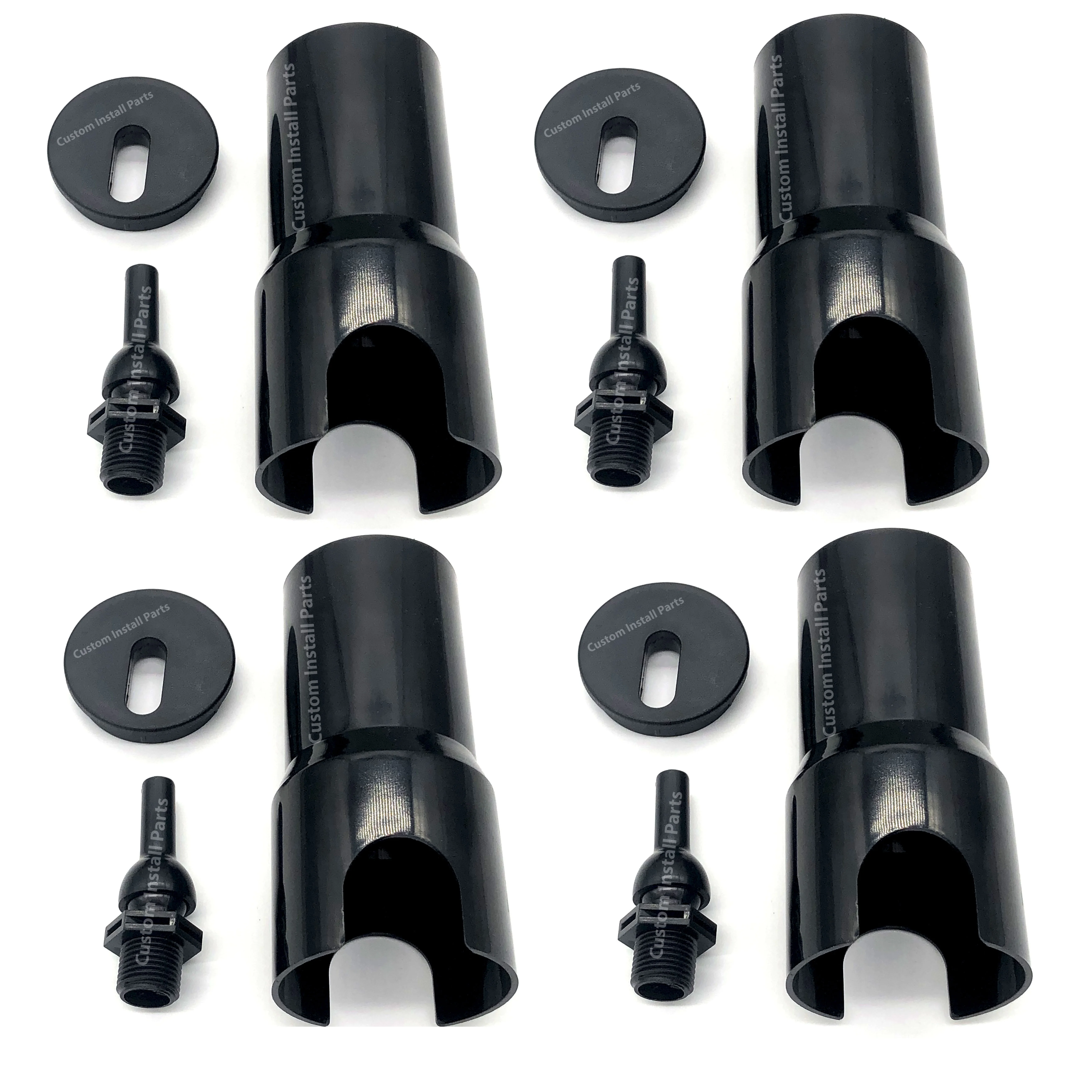 Four Pack Black Deck Jets - Pool Spa Splash Pad Accessory Waterfall Stream Water Fountain Sprayer Arc Feature