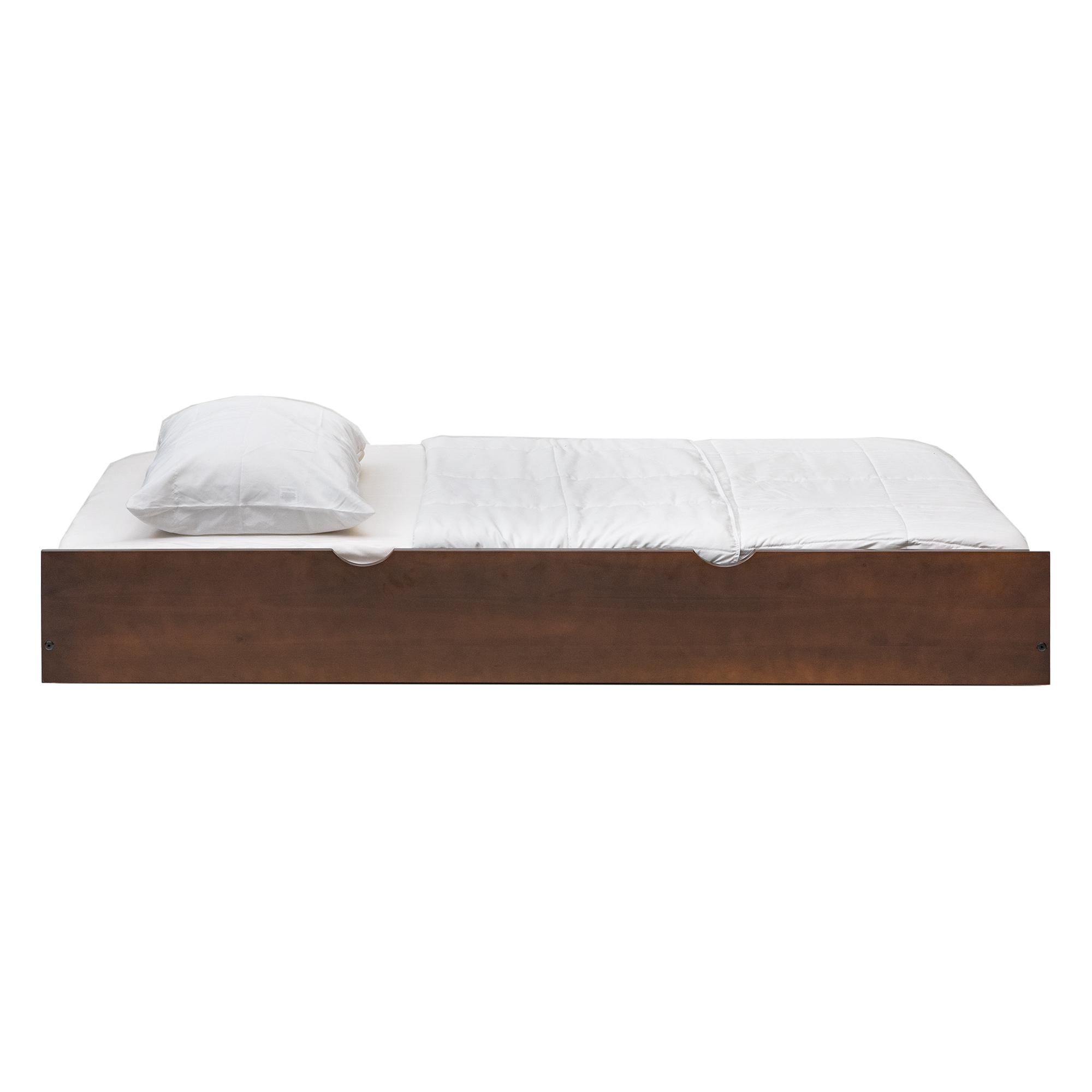 Desert Fields Baneberry Simple Solid Wood Trundle Bed, Walnut