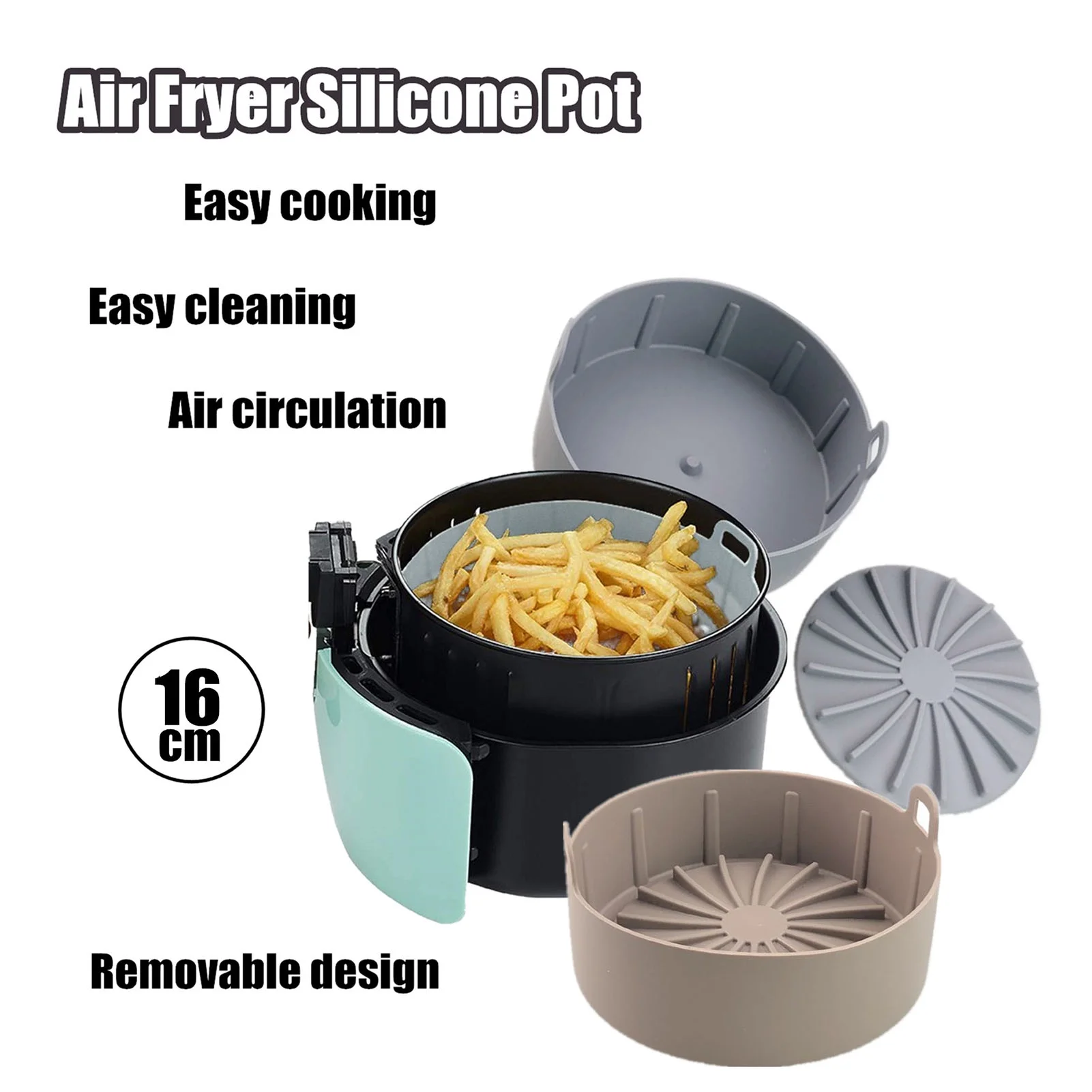 FeiraDeVaidade Air fryer Silicone Pot, Replace Parchment Paper Lining, Use Air Ryer, Heat Insulation Baking Mat