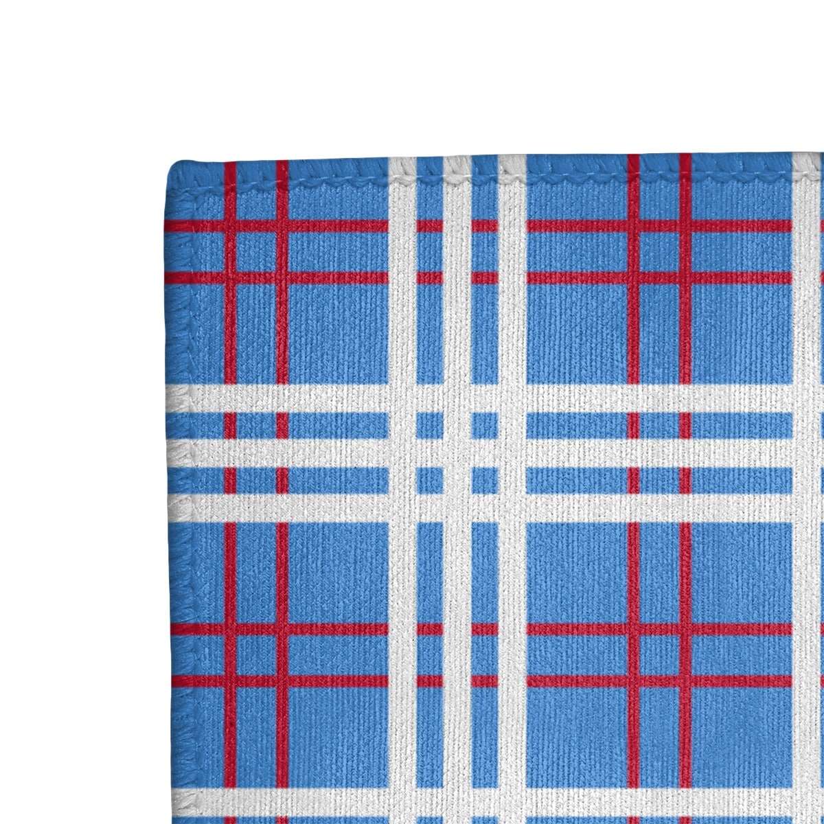 ArtVerse Houston Throwback Football Luxury Plaid Area Rug White/Light Blue/Red 2.5' x 8' 2' x 3'