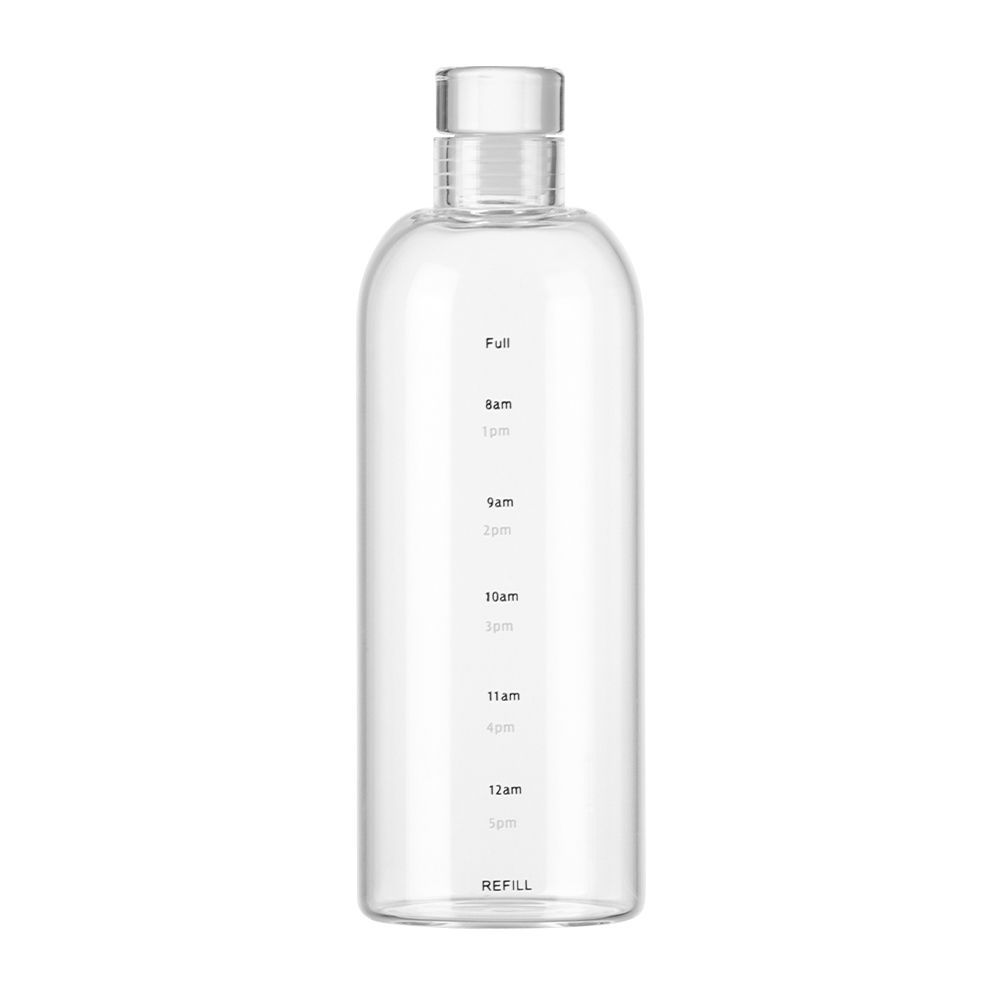500ML/750ML Gifts Fitness Drink Bottle Glassware Transparent With Time Marker Glass Water Bottle Travel Sports 750ML