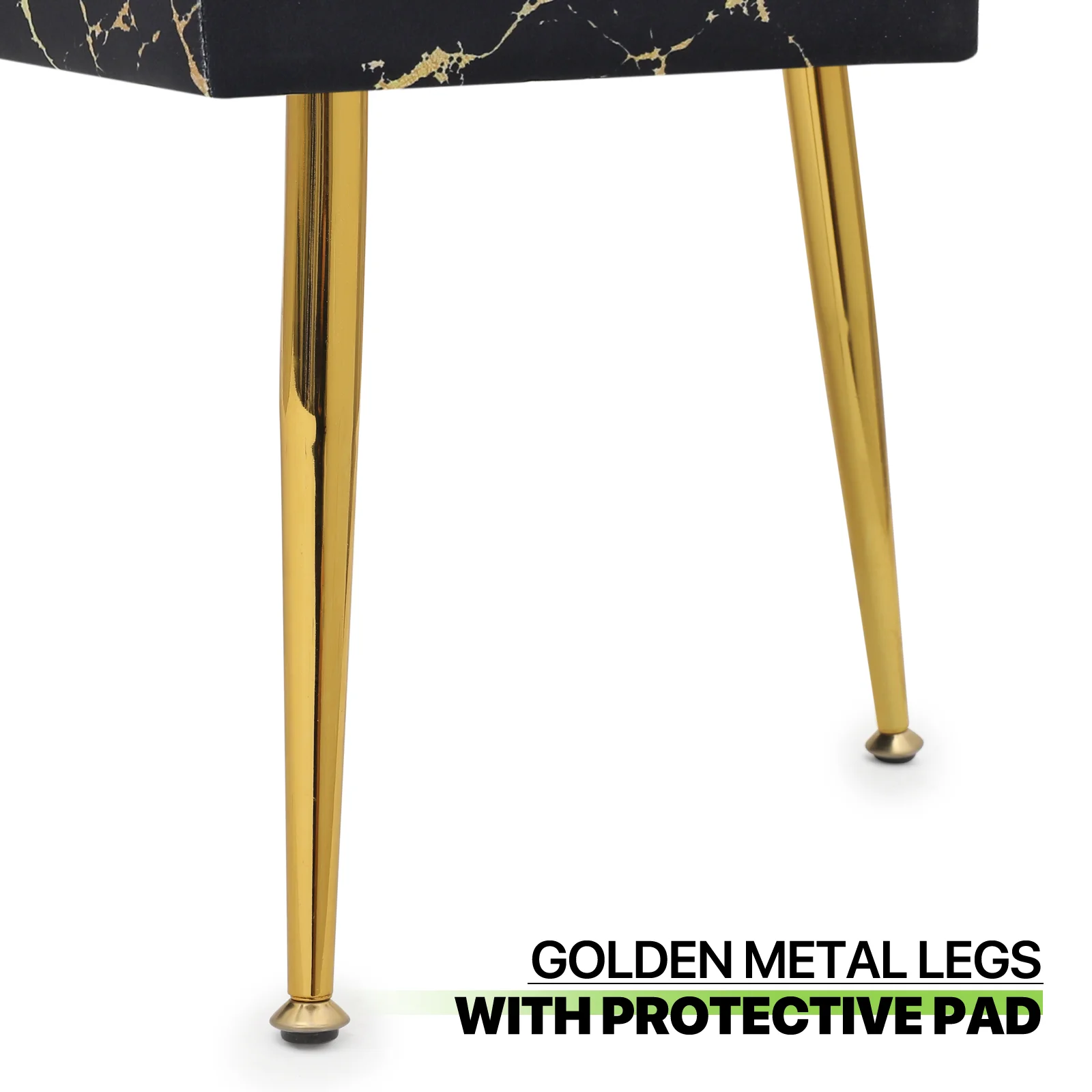 Magshion Rectangular Tufted Velvet Marbling Pattern Ottoman, Entryway Microfiber Shoe Stool, Bedroom End of Bed Bench, Home Footrest Footstool, Black/Gold