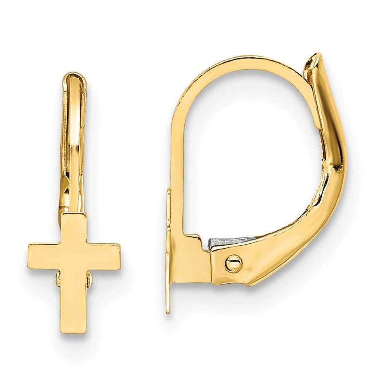 Finest Gold 14K Yellow Gold Madi K Polished Cross Leverback Earrings