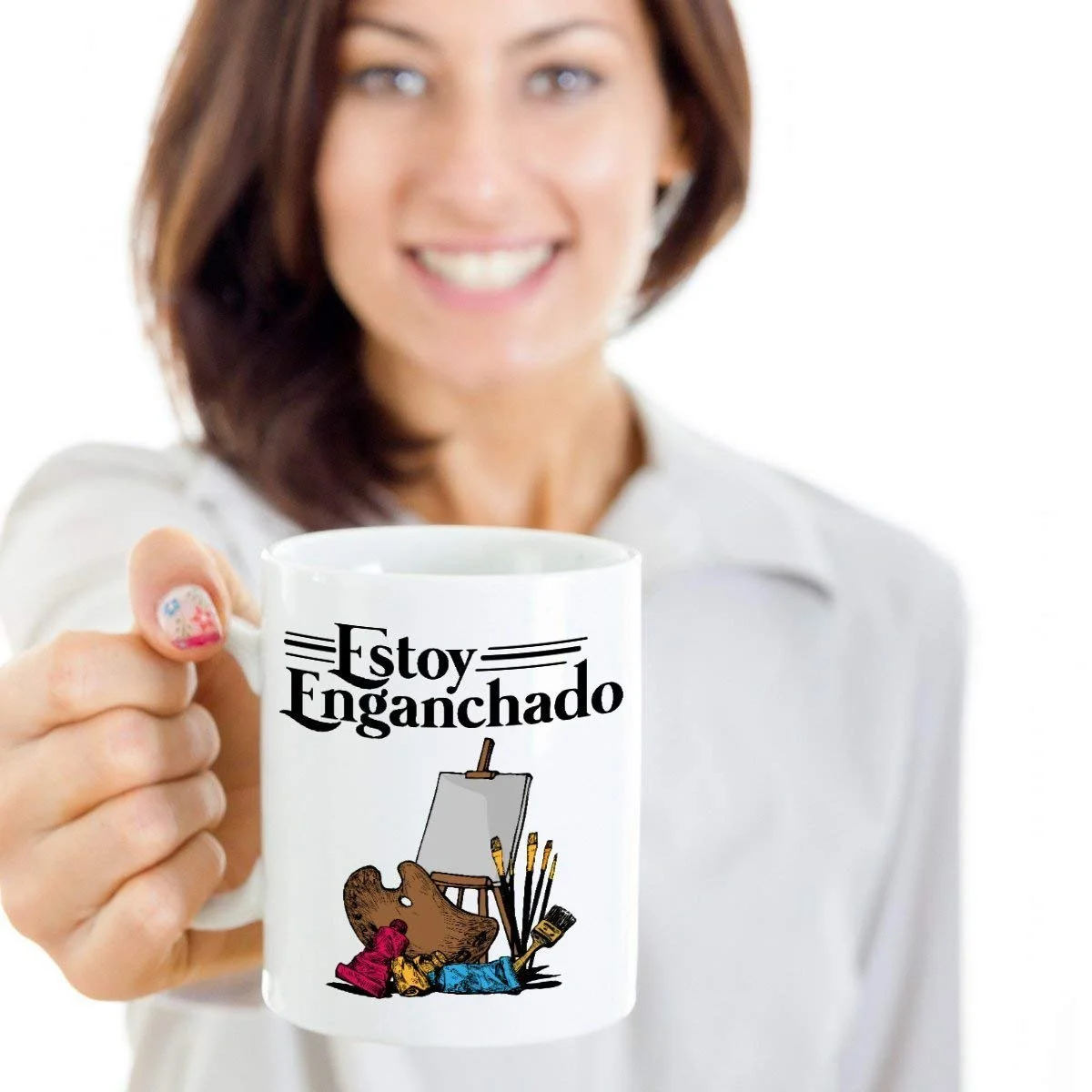 Vintage Estoy Enganchado Painting Mexican Style Painters' Palette Coffee & Tea Gift Mug Stuff For Spanish Speaking Hispanic Men & Women (15oz)