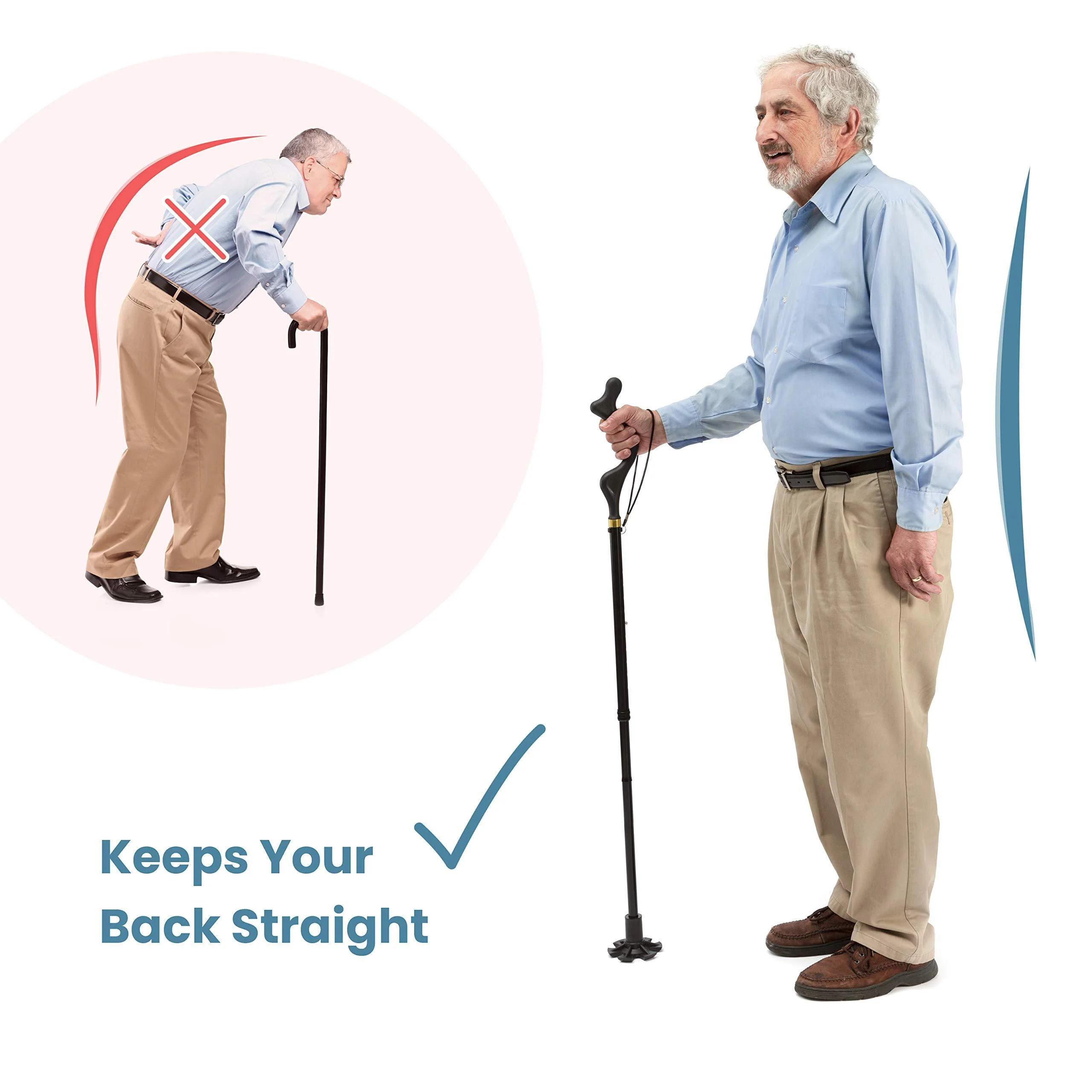 Walking Cane Adult Self-Standing Foldable Collapsible Adjustable Black