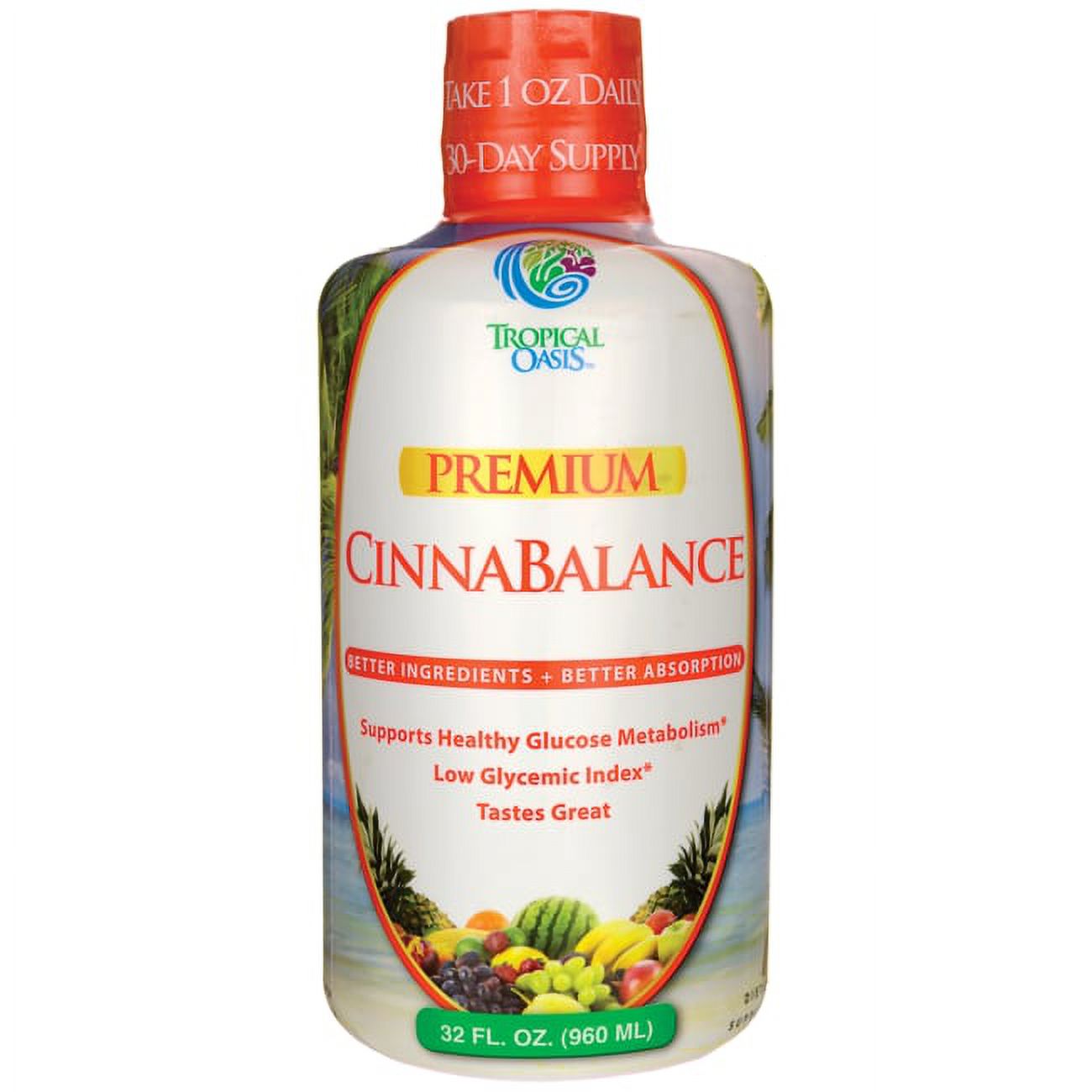 Tropical Oasis Cinnabalance –Liquid Cinnamon Supplement, Cinnamon Bark, Aloe Vera, Ginger Root, Green Tea & Antioxidants - 32
