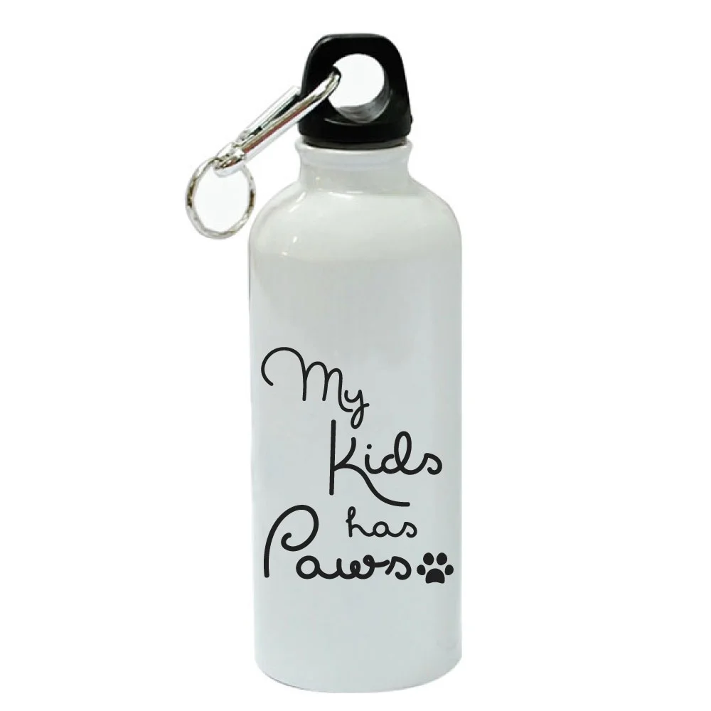 My Kids Has Paws White Aluminum Sports 20 oz Water Bottle