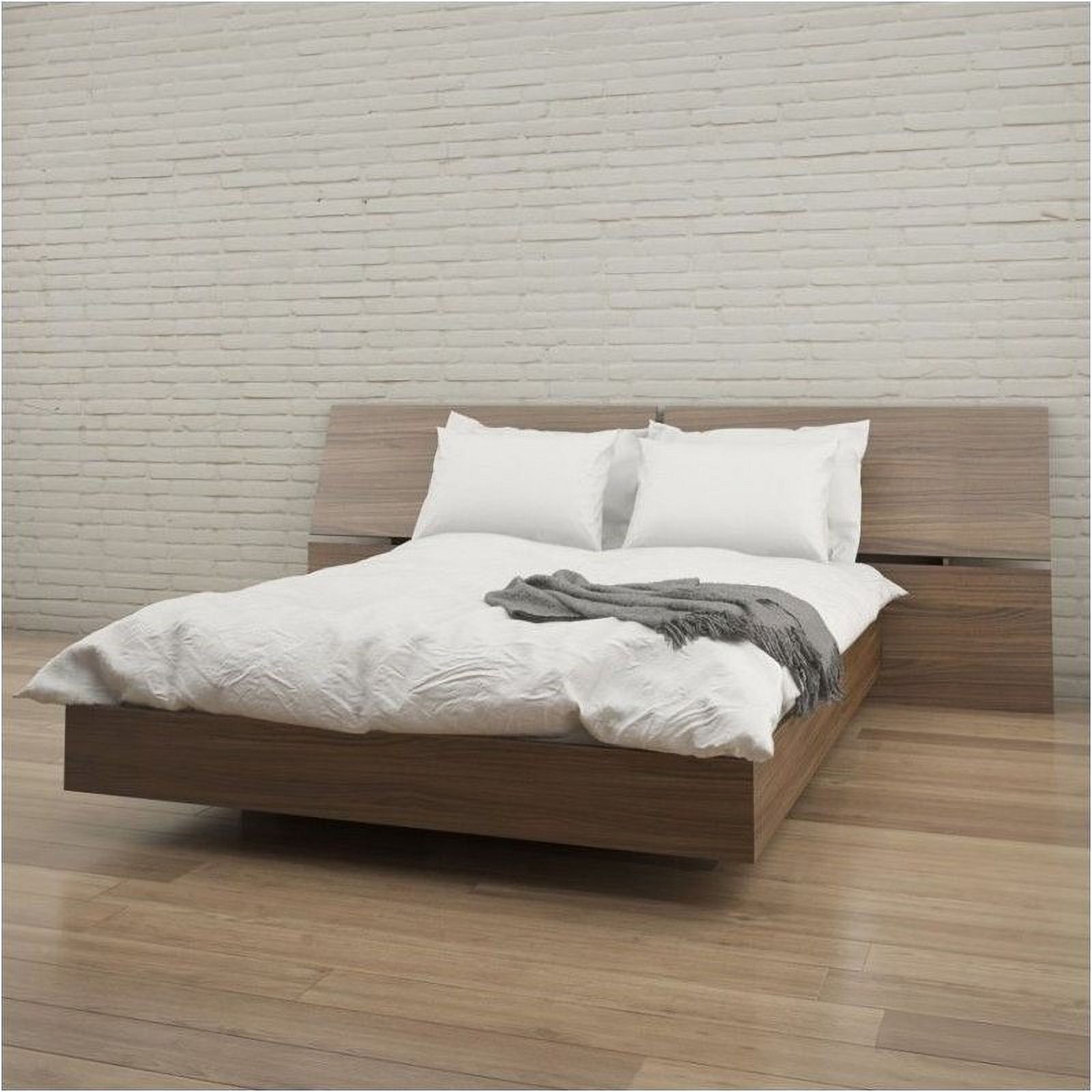 Pemberly Row Queen Size Platform Bed in Walnut