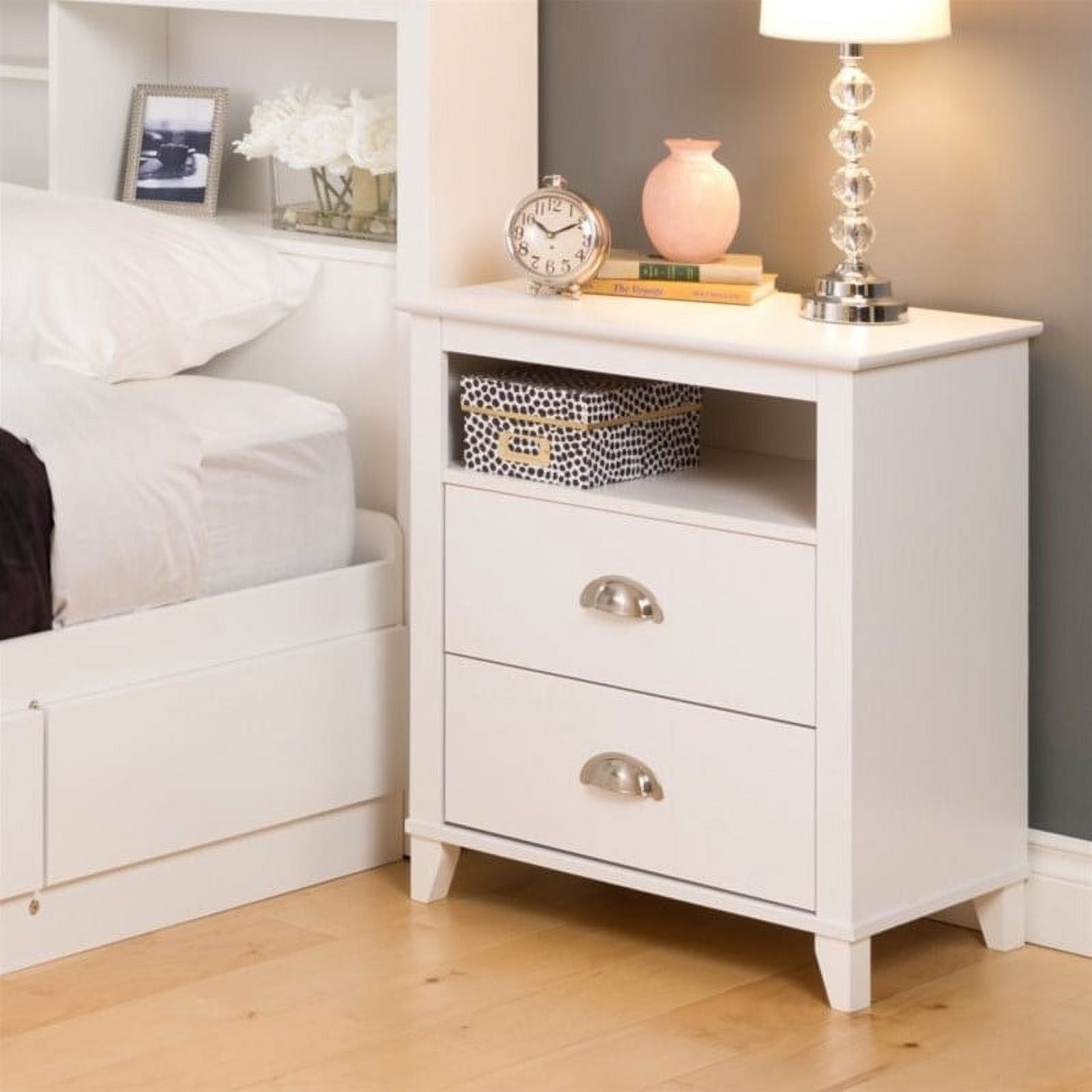 Pemberly Row Modern 2 Drawer Nightstand in White