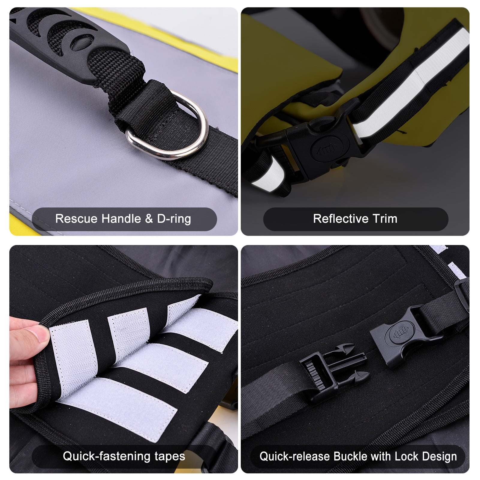 Dog Life Jackets With Handle Reflective Stripes Adjustable Fit Foldable Swimming Floatation Vests